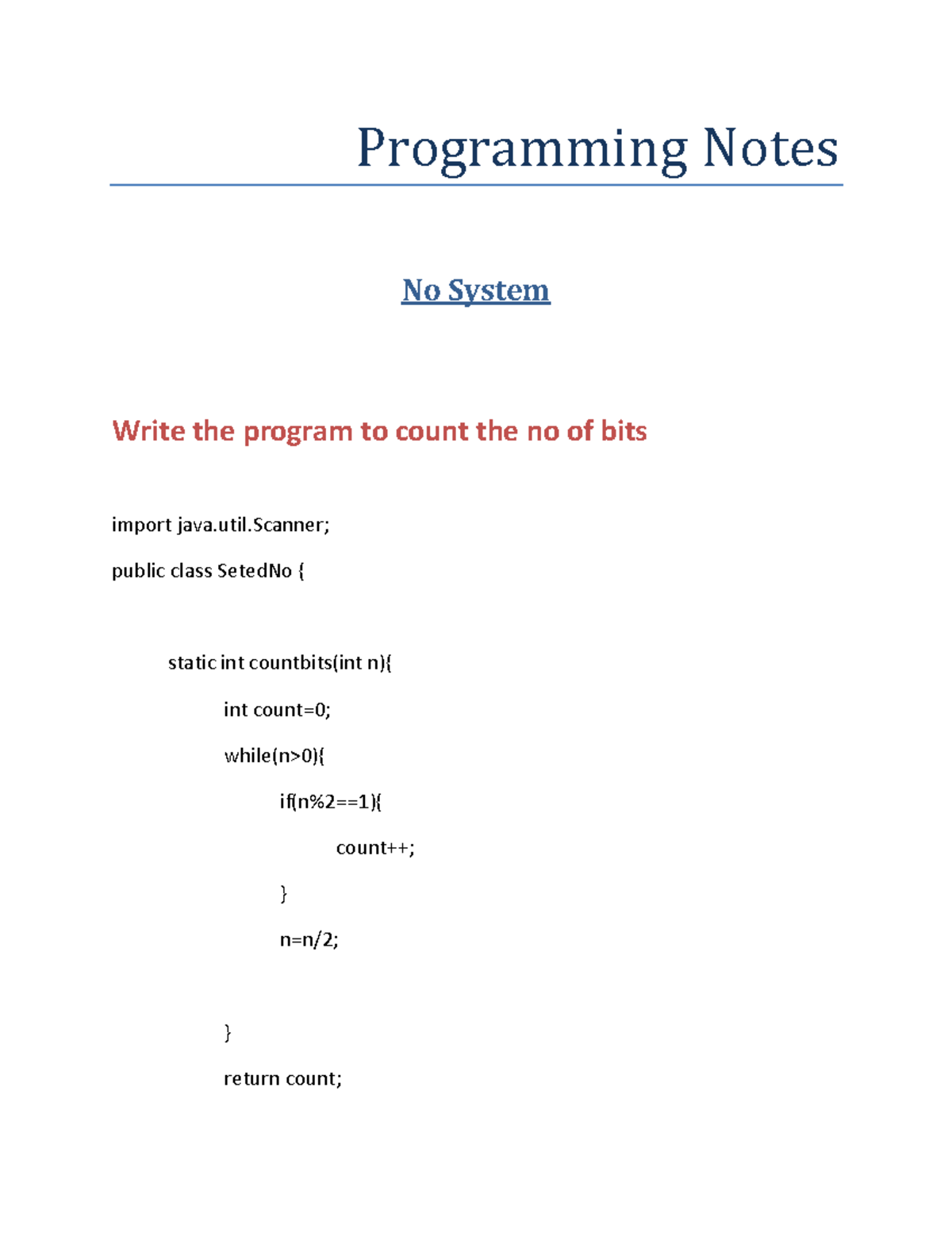 Idoc - Java notes - Programming Notes No System Write the program to ...