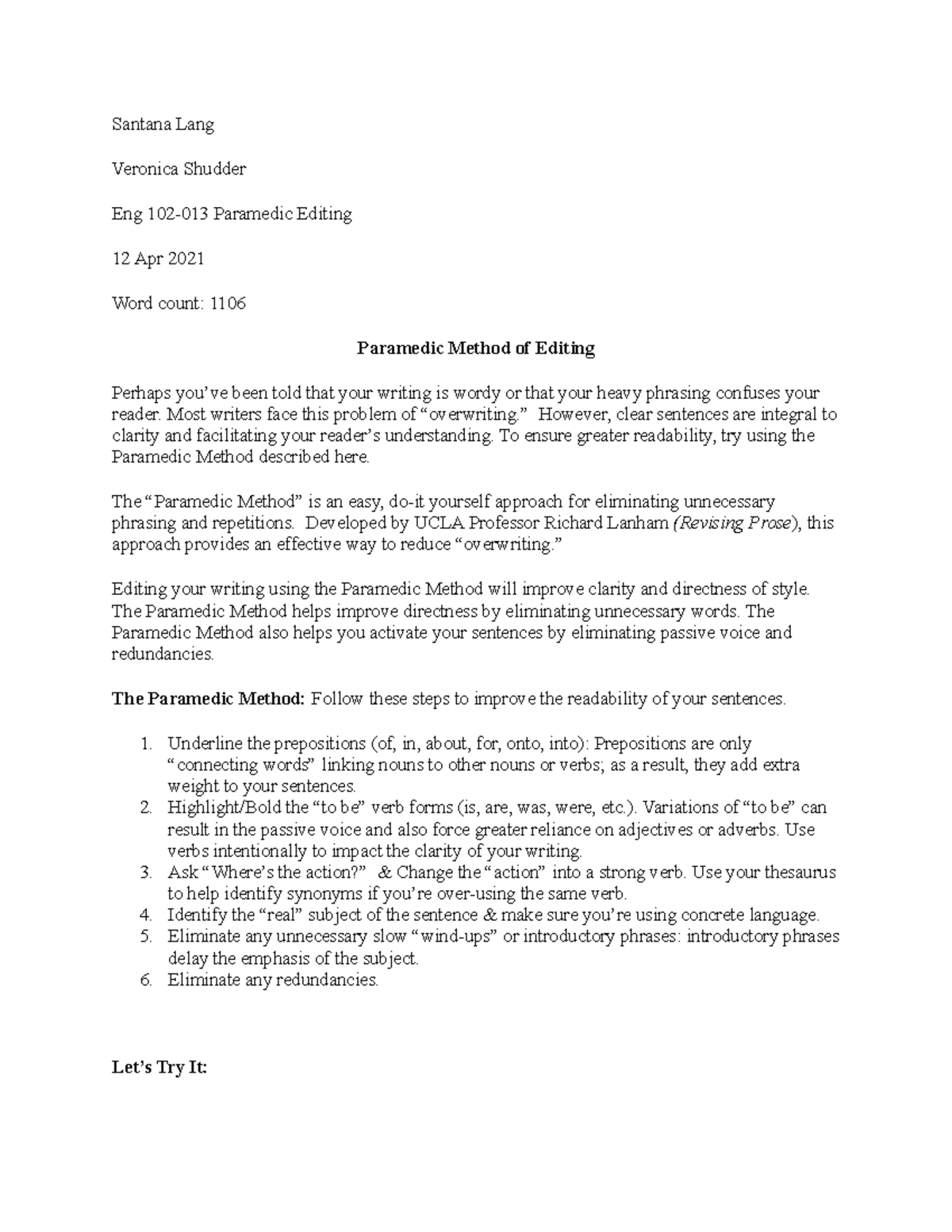 Paramedic Method of Editing - Santana Lang Veronica Shudder Eng 102-013 ...