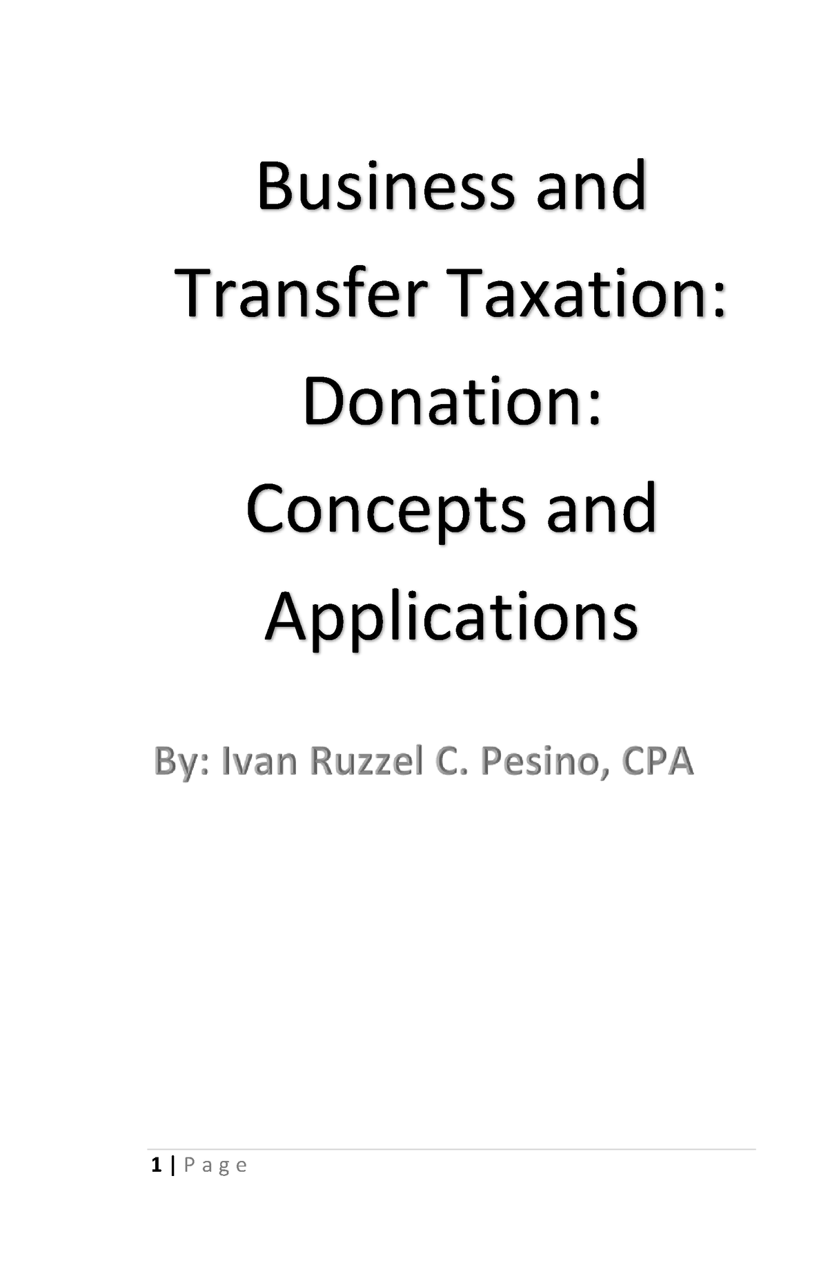 Pdfcoffee - Transfer And Business Taxation: Donation: Concepts And ...