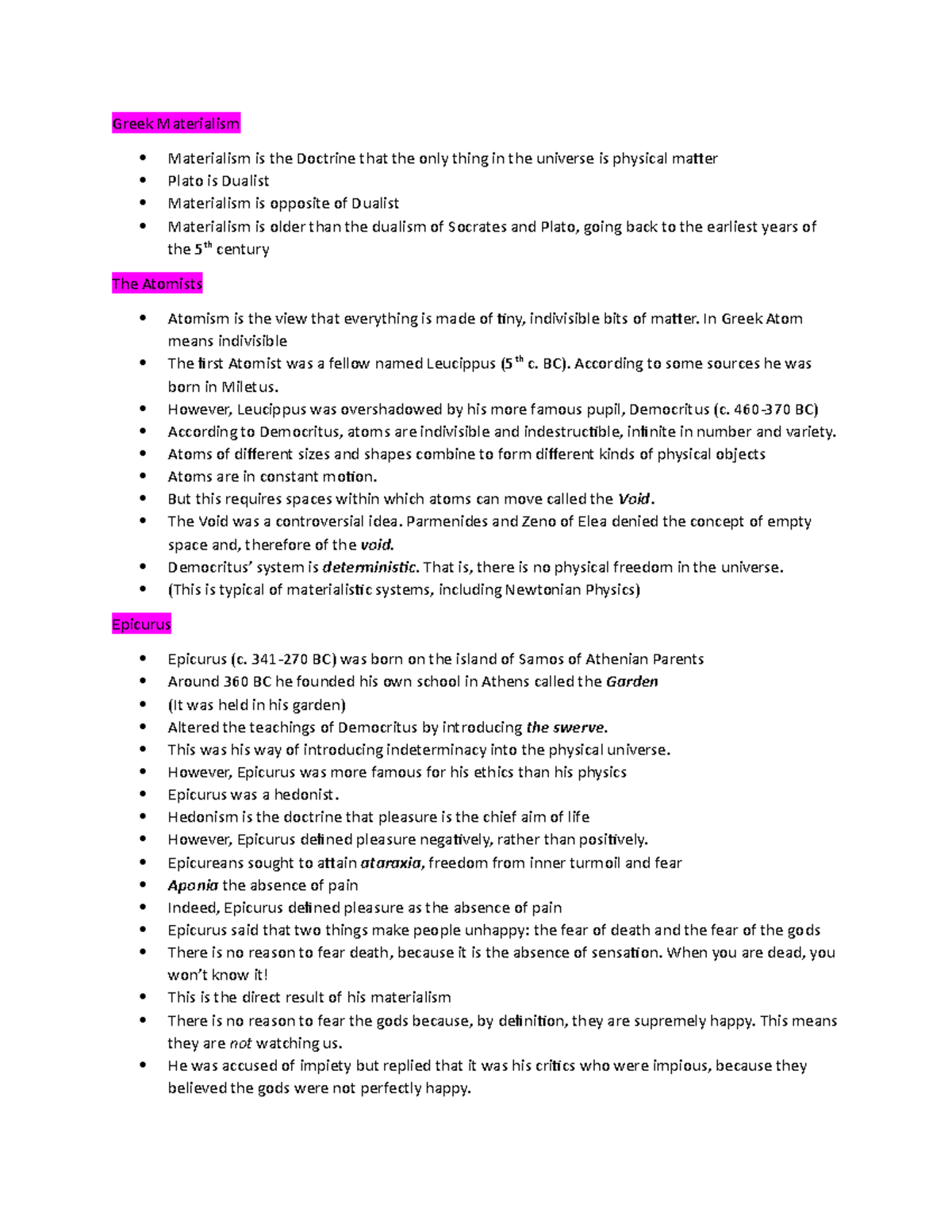 Greek Materialism Philosophy Greek Materialism Materialism is the