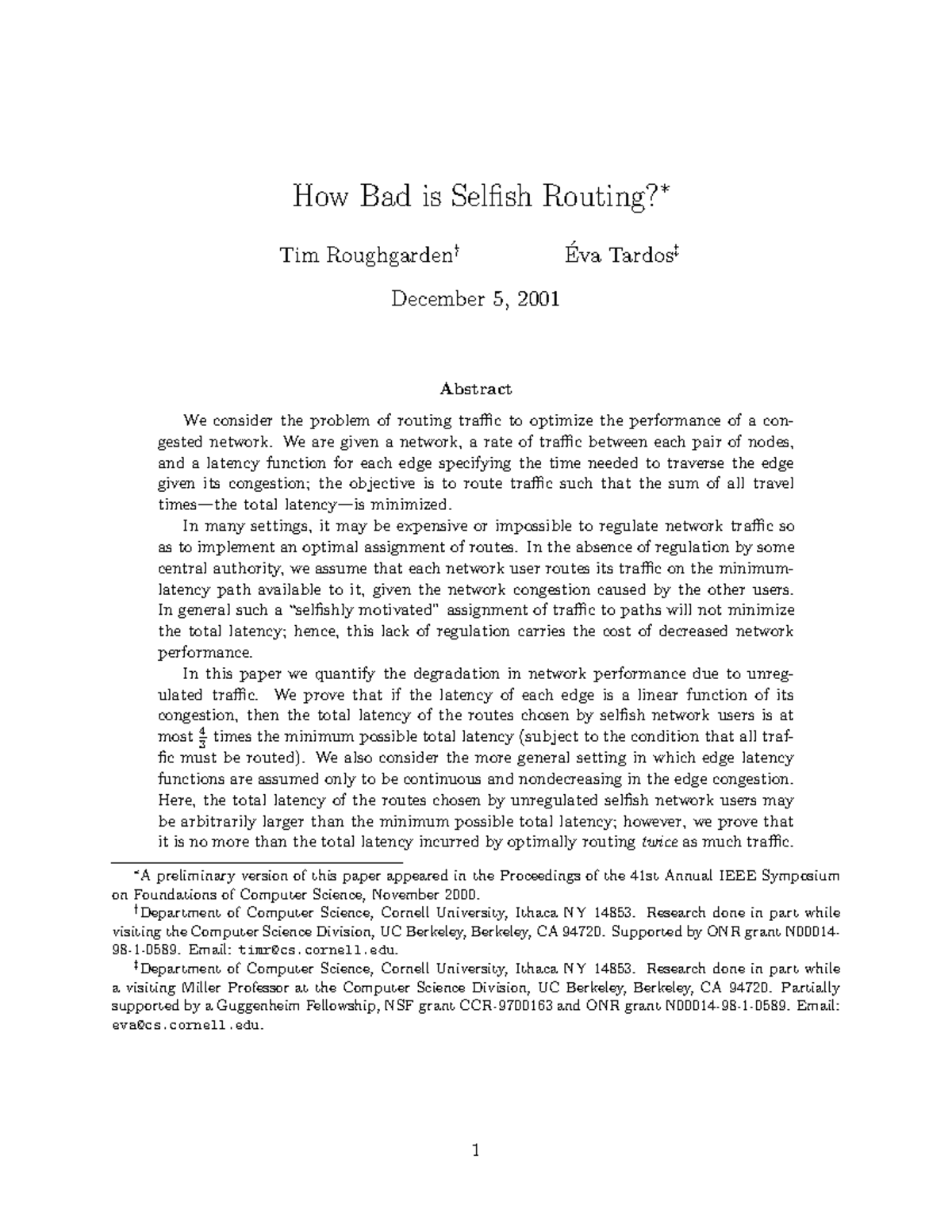 how-bad-is-selfish-routing-abstract-how-bad-is-selfish-routing-tim