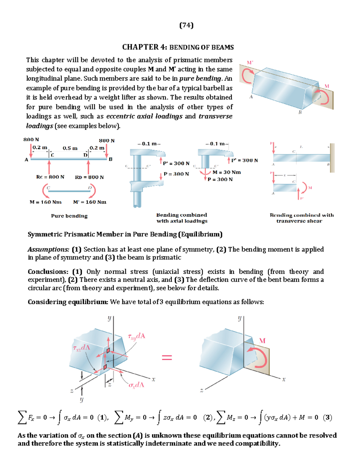 Bening Of Beams - Bending - CHAPTER 4: BENDING OF BEAMS This Chapter ...