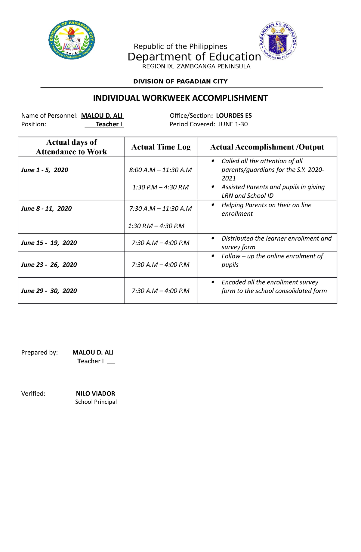 IWAR - n/a - Republic of the Philippines Department of Education REGION ...