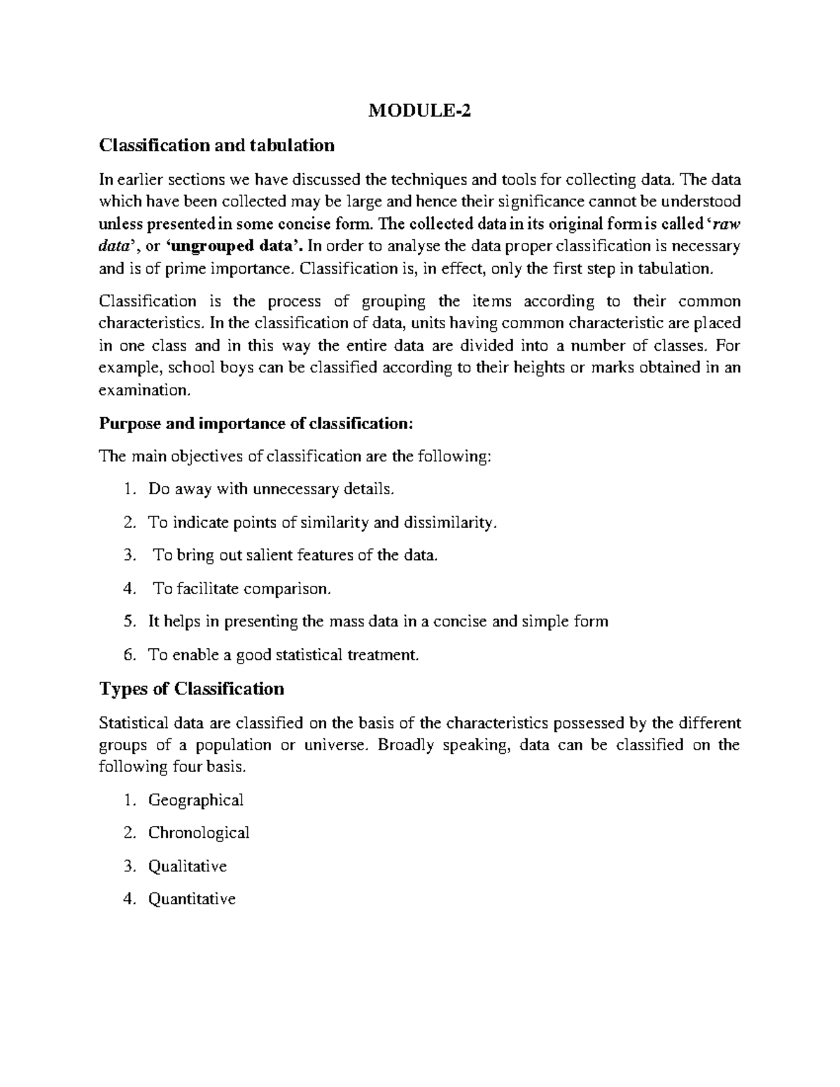 Classification and Tabulation - MODULE- Classification and tabulation ...