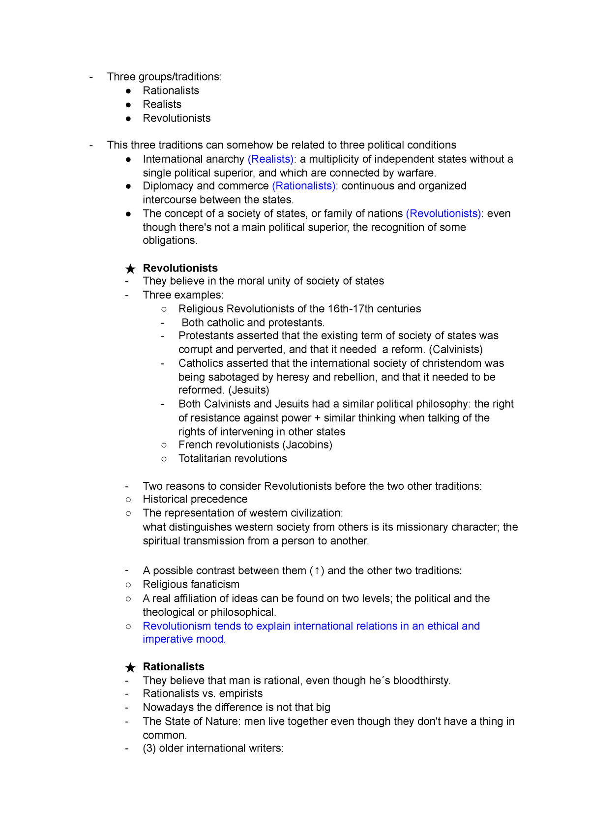 Martin Wight ( Three Traditions IN IR) Resumen - Three groups ...