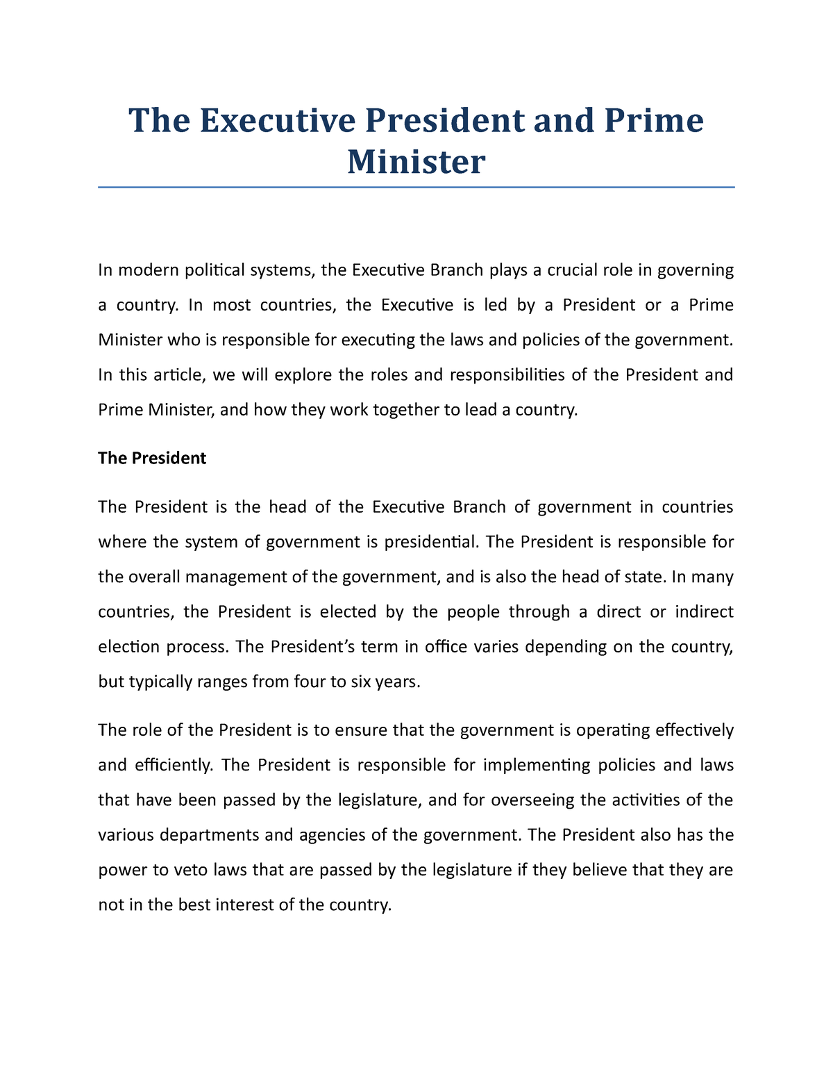 the-executive-president-and-prime-minister-the-executive-president