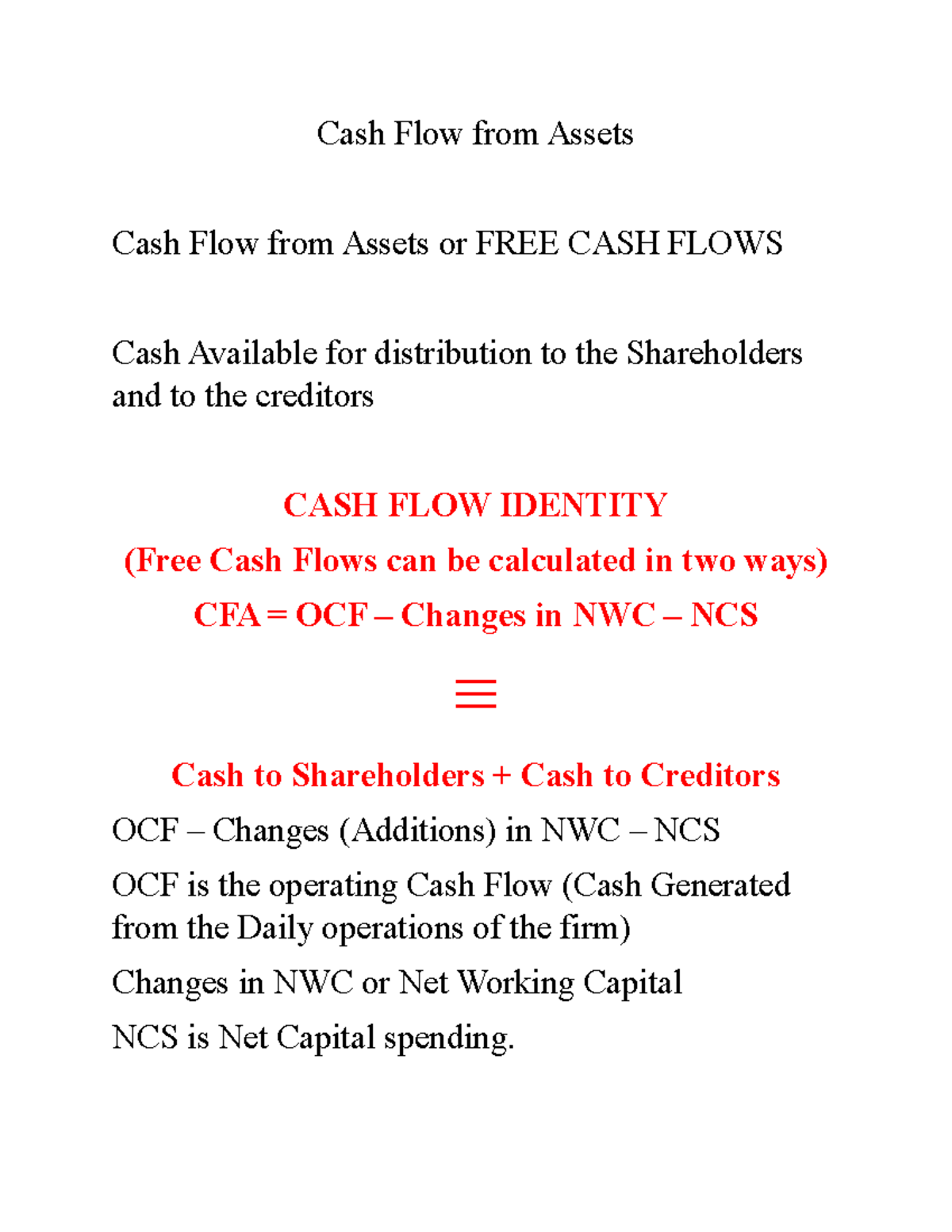 Cash Flow From Assets Cash Flow From Assets Cash Flow From Assets Or Free Cash Flows Cash 9322