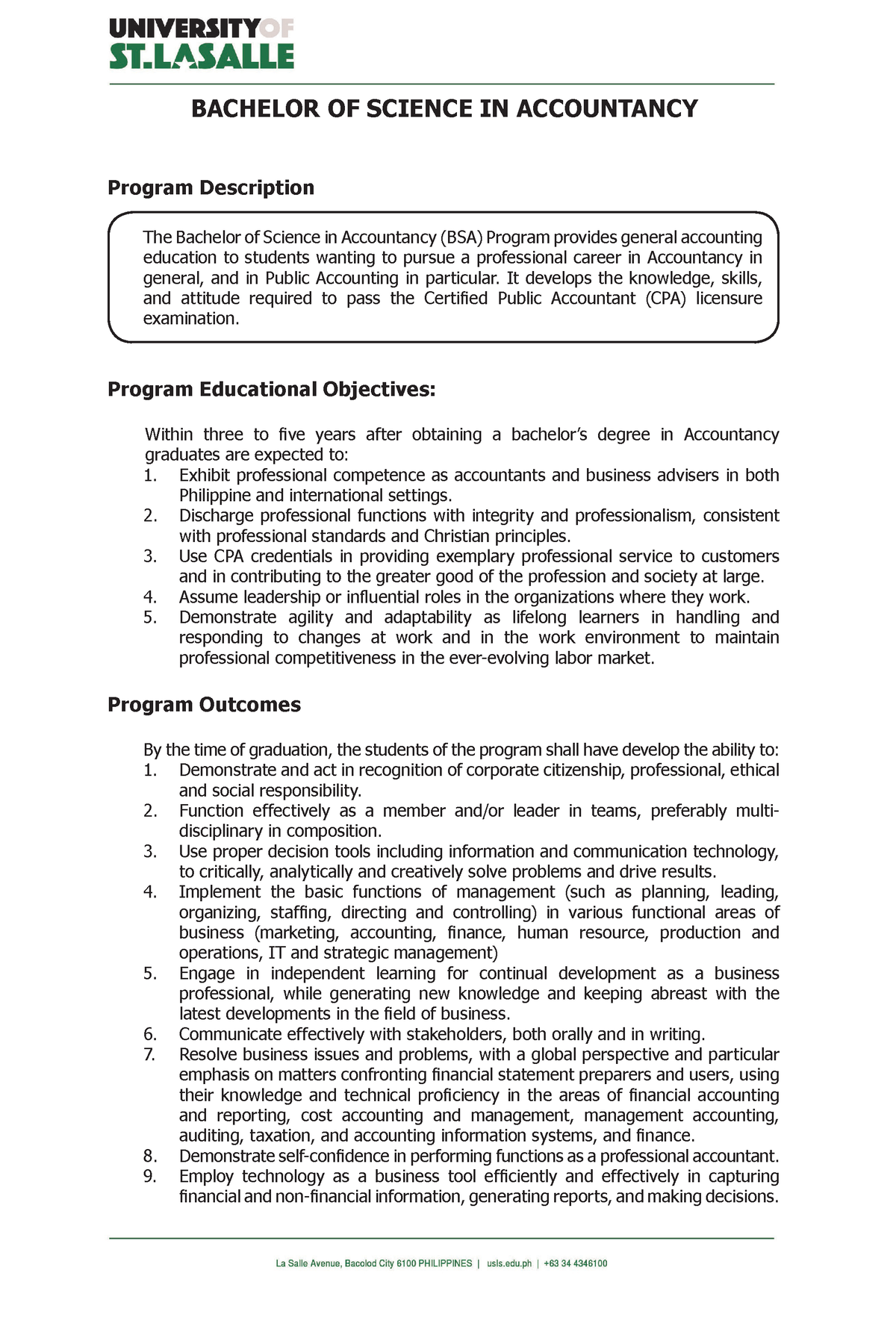 1.BS Accountancy - This Is Just A Guide Of Course Curriculum - BACHELOR ...