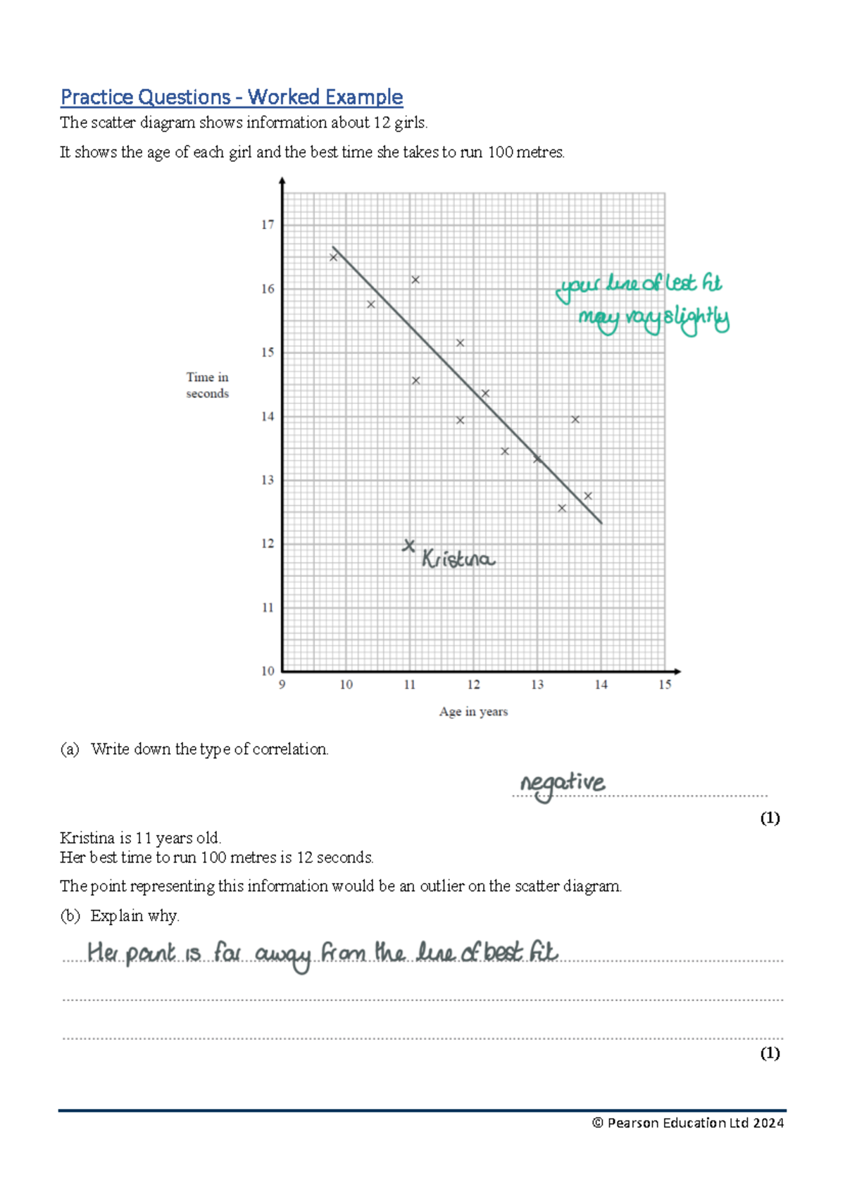 09 Regression - Worksheet with worked examples (pdf) - Practice ...