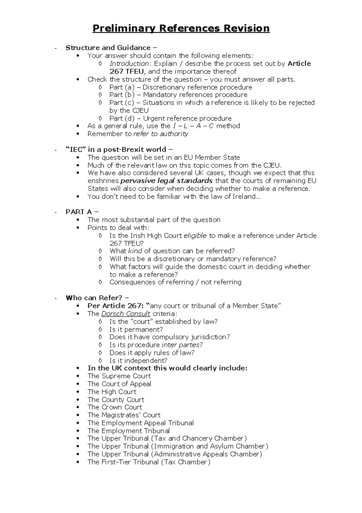 Preliminary References Revision - Part (a) – Discretionary Reference ...