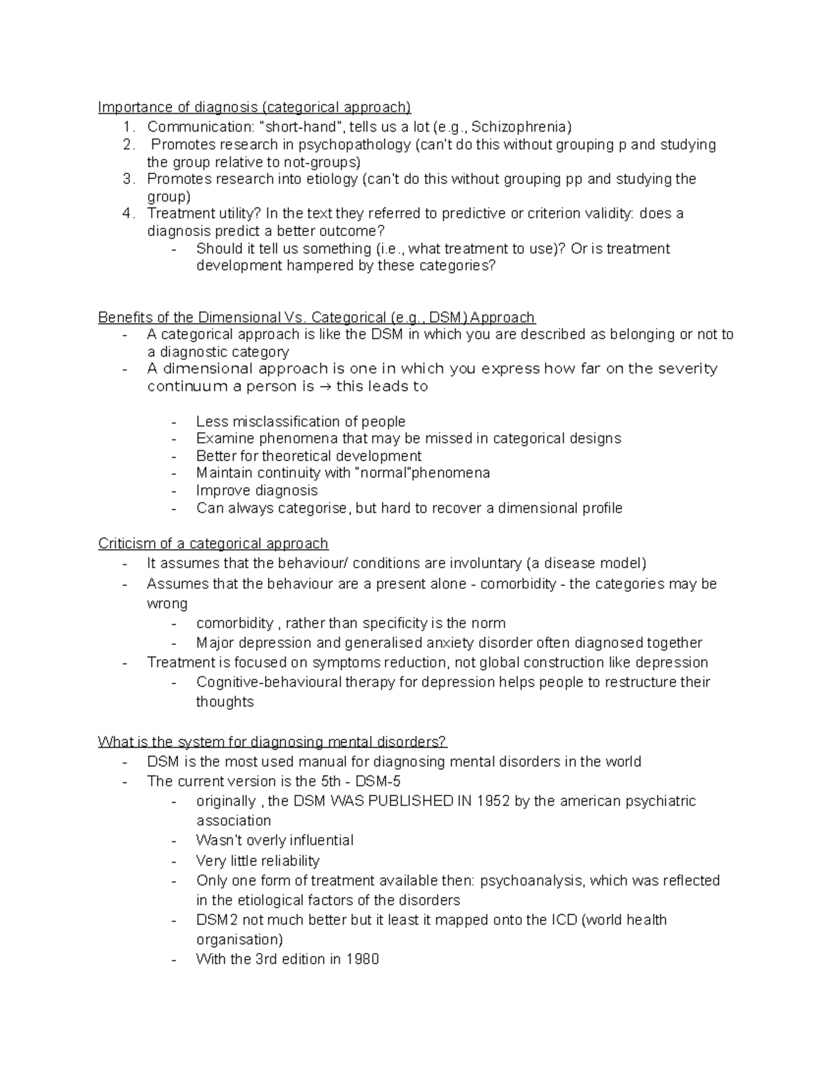 Psychological L3 Mood disorders - Importance of diagnosis (categorical ...