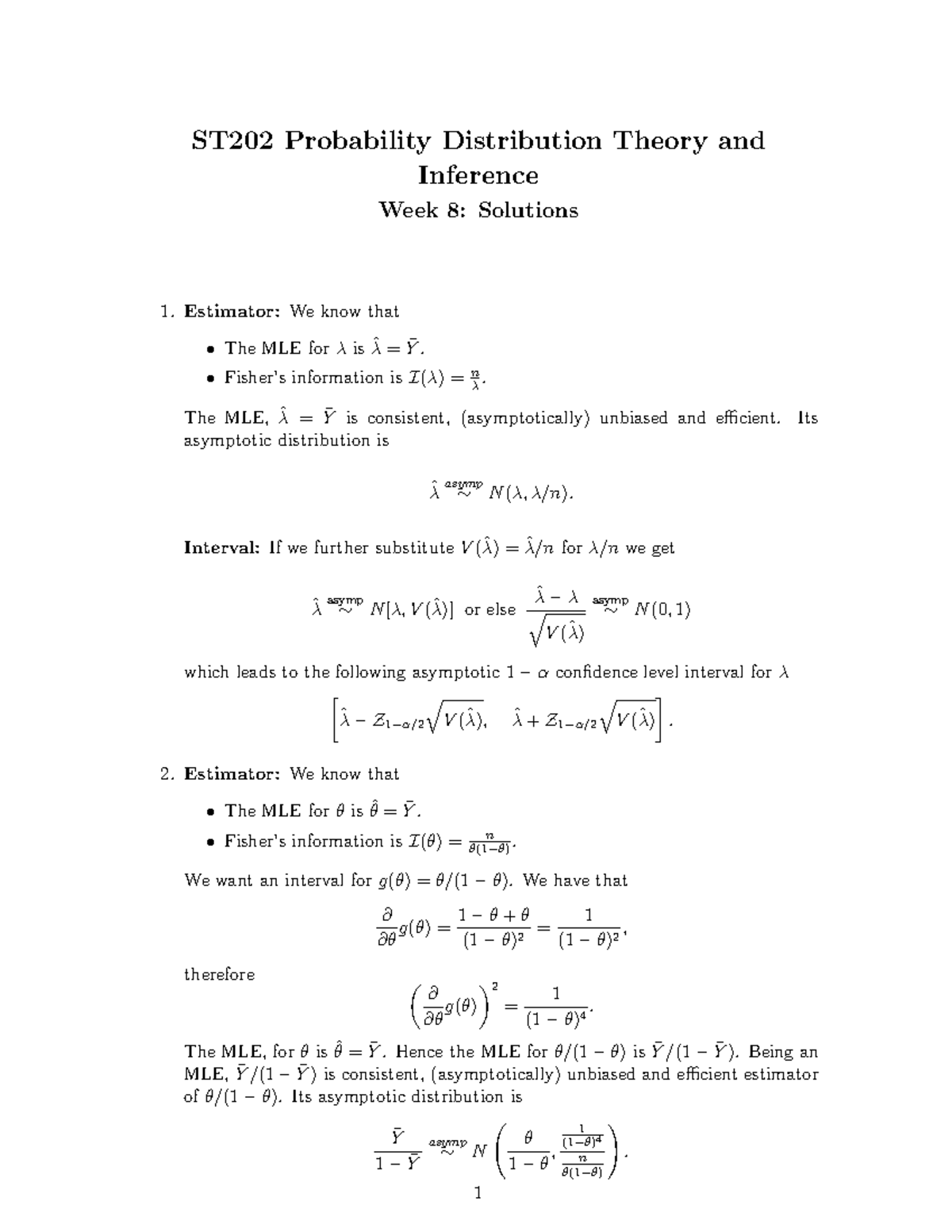 ST202 LT PS 8 solution - ST202 Probability Distribution Theory and ...