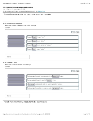 Unit 2 Mastering Homework The Cell - Grading Policy Chapter 3 Chapter ...