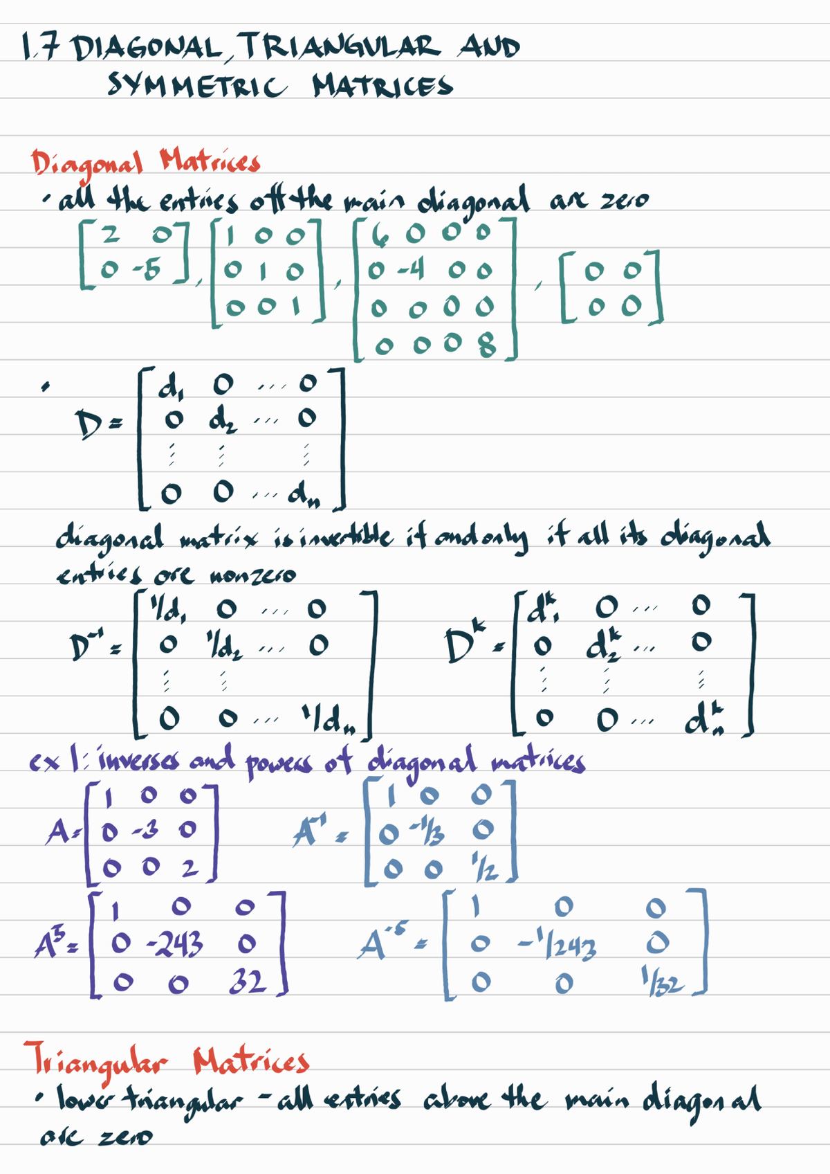 1.7 Diagonal, Triangular & Symmetric Matrices - MATH 204 - Concordia ...