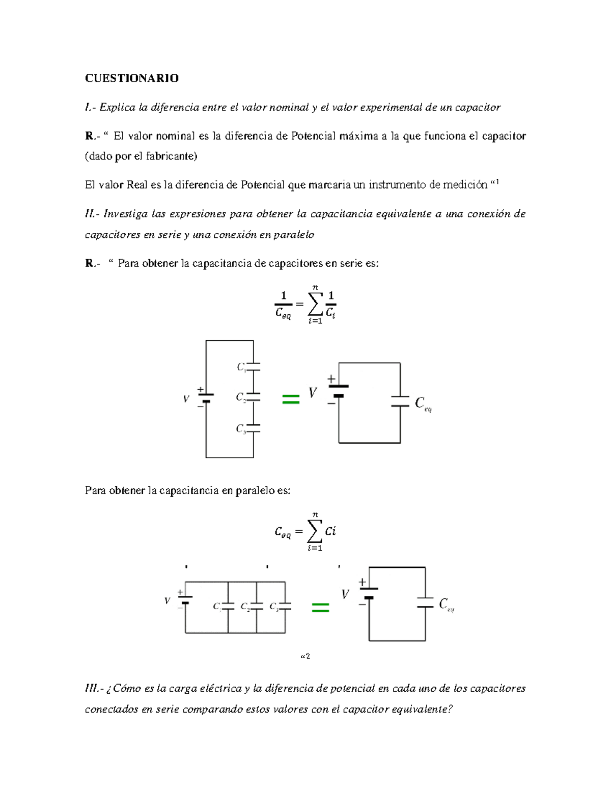 Previo 6 Laboratorio De Electricidad Y Magnetismo - CUESTIONARIO I ...