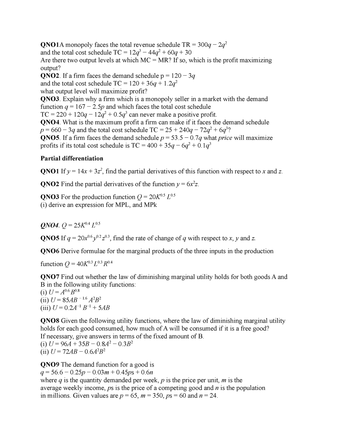 Appication Of Derivatives Studocu