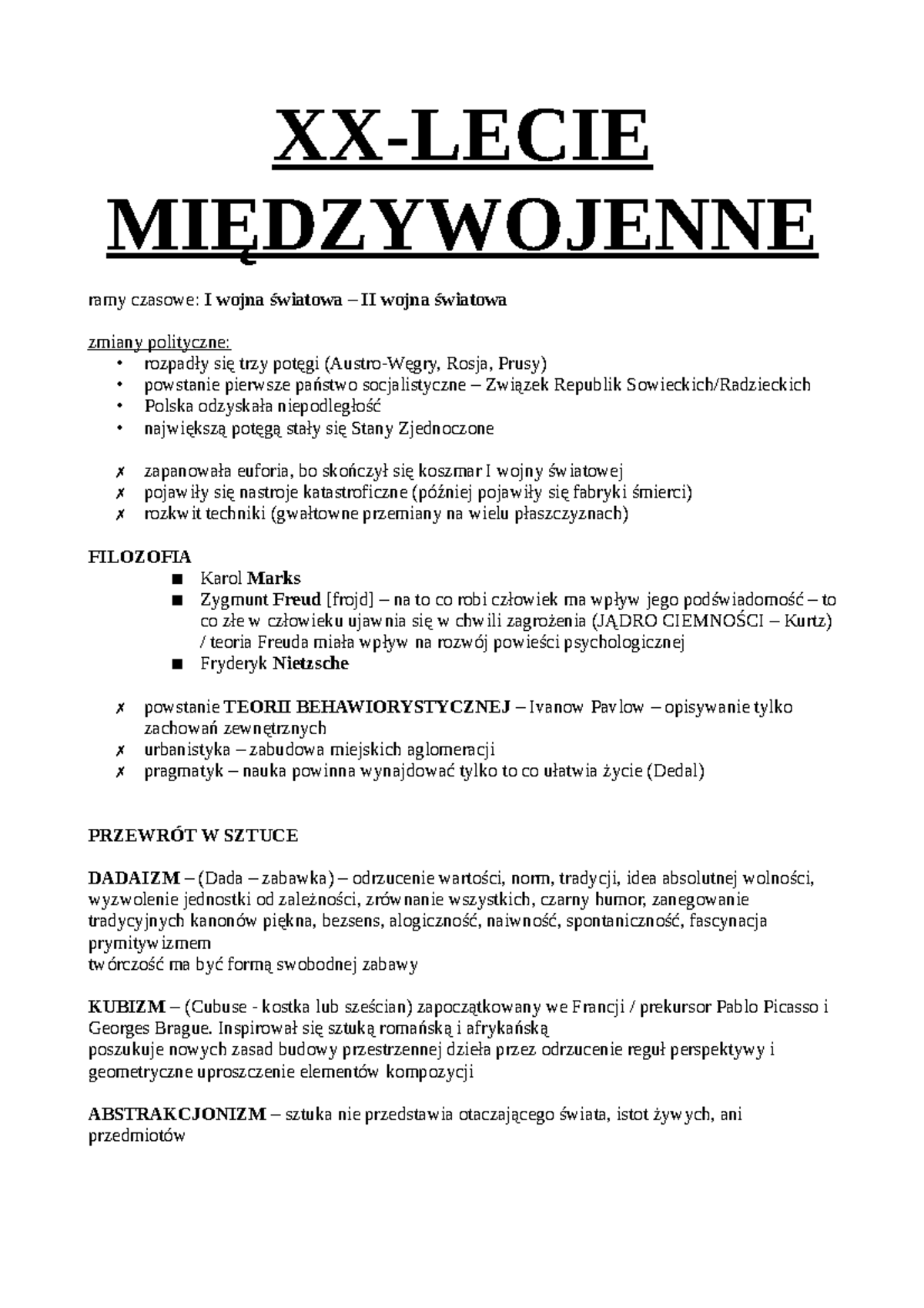 20- Lecie MIĘ Dzywojenne - XX-LECIE MIĘDZYWOJENNE ramy czasowe: I wojna