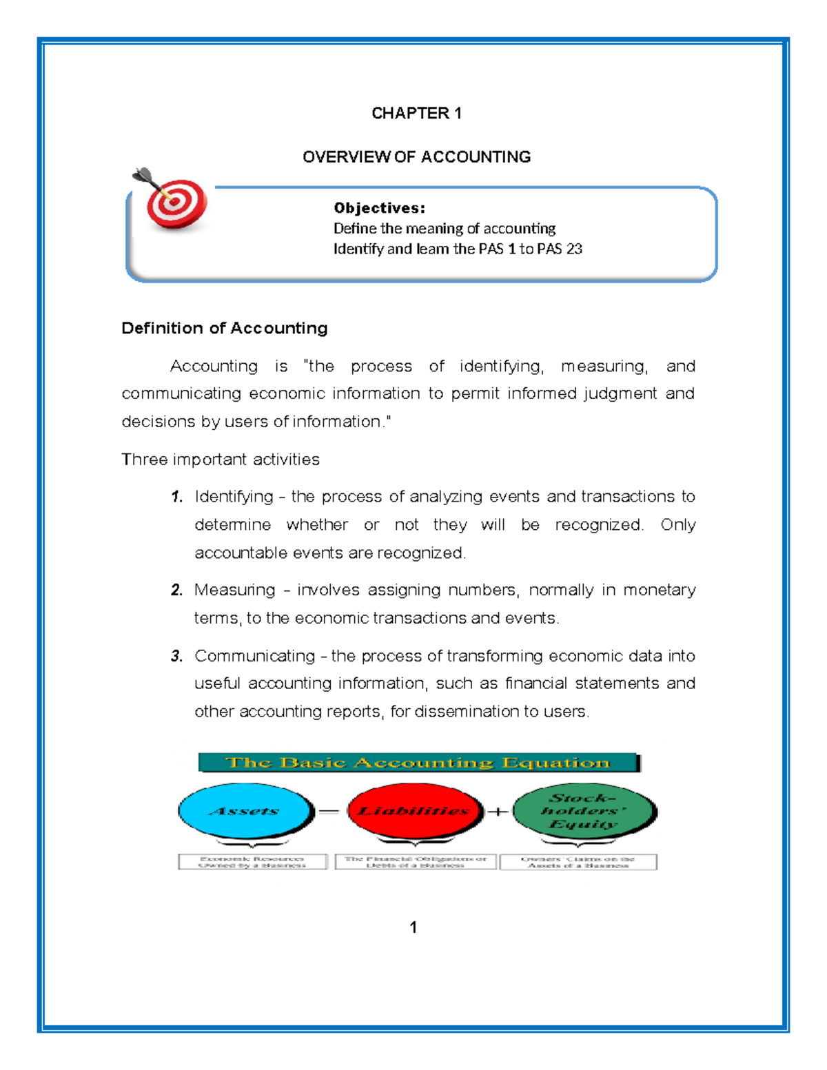 Cbactg 01- Chapter 1 Module - Objectives: Define The Meaning Of ...