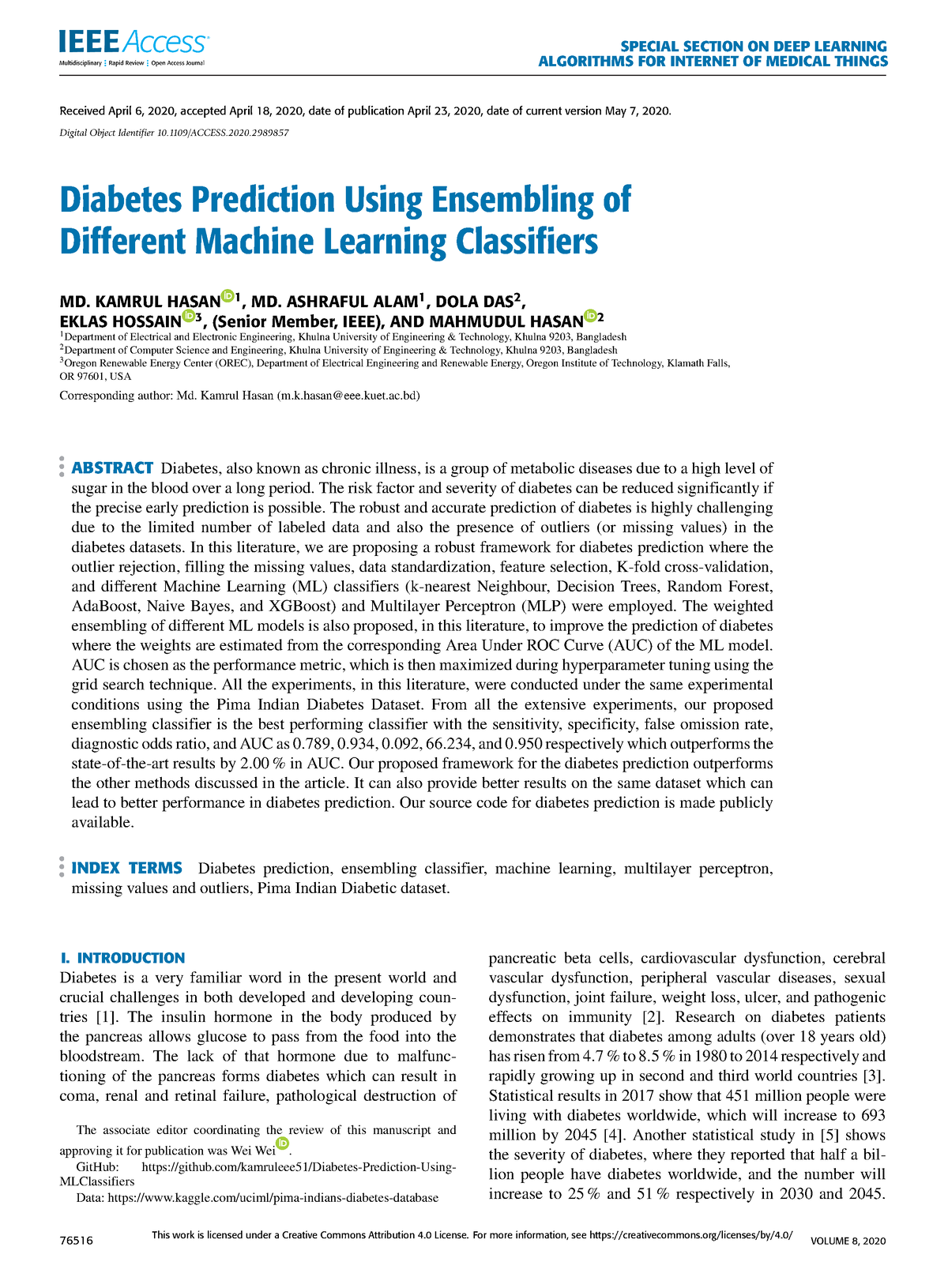 Diabetes Prediction Using Ensembling Of Different Machine Learning ...