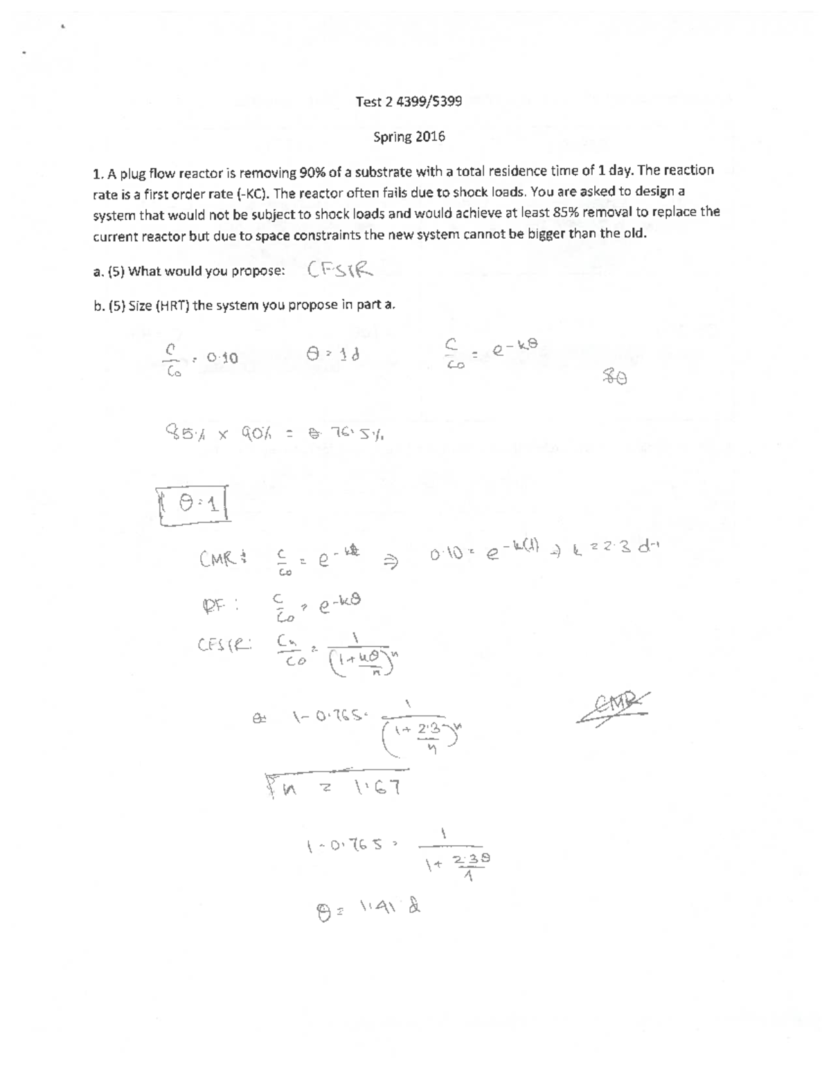 Practise Test 2C - This is the Practice Test C for Test 2. - ENVE 4399 ...