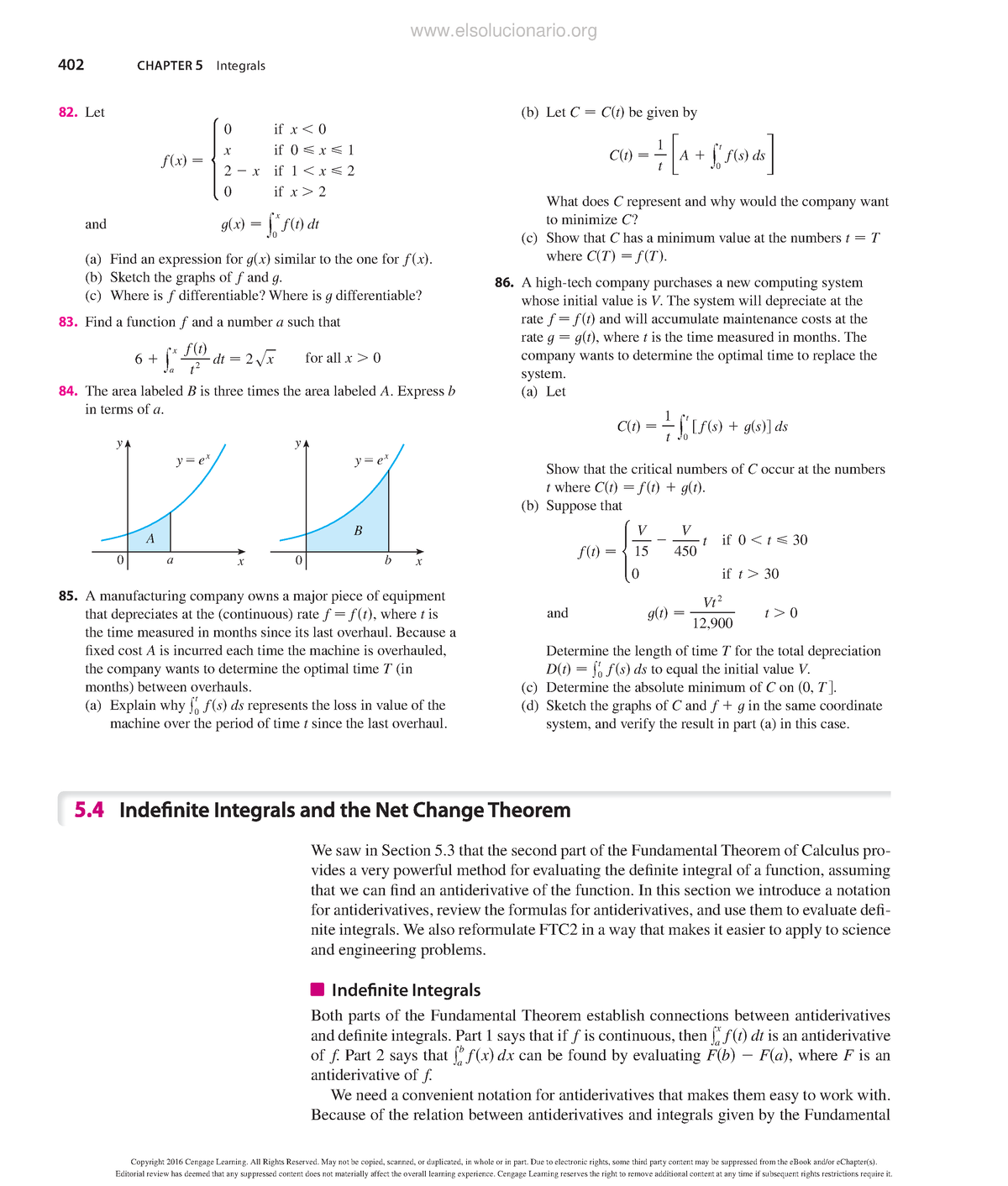 Mathh CH5-4 - math work - 402 CHAPTER 5 Integrals 82. Let f sxd − 0 x 2 ...