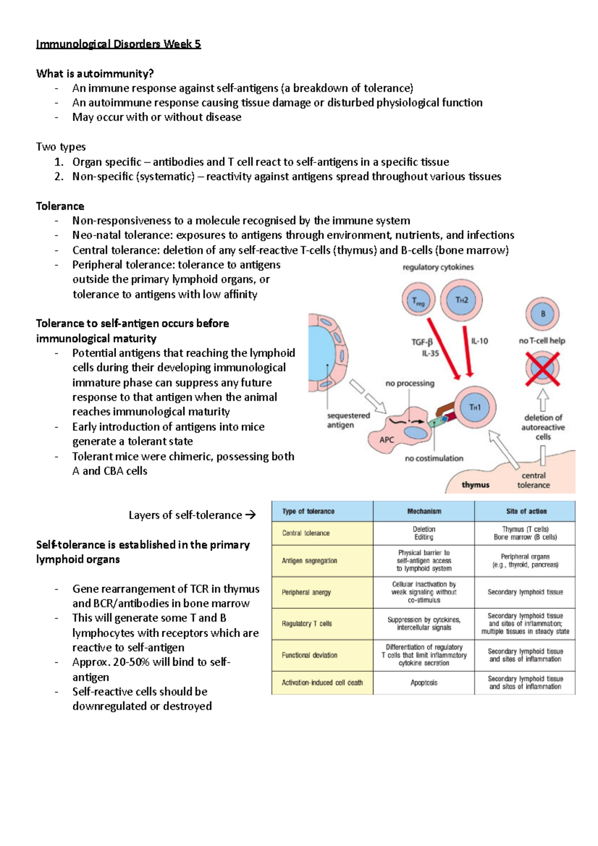 Autoimmunity - Lecture notes 5 - Immunological Disorders Week 5 What is ...