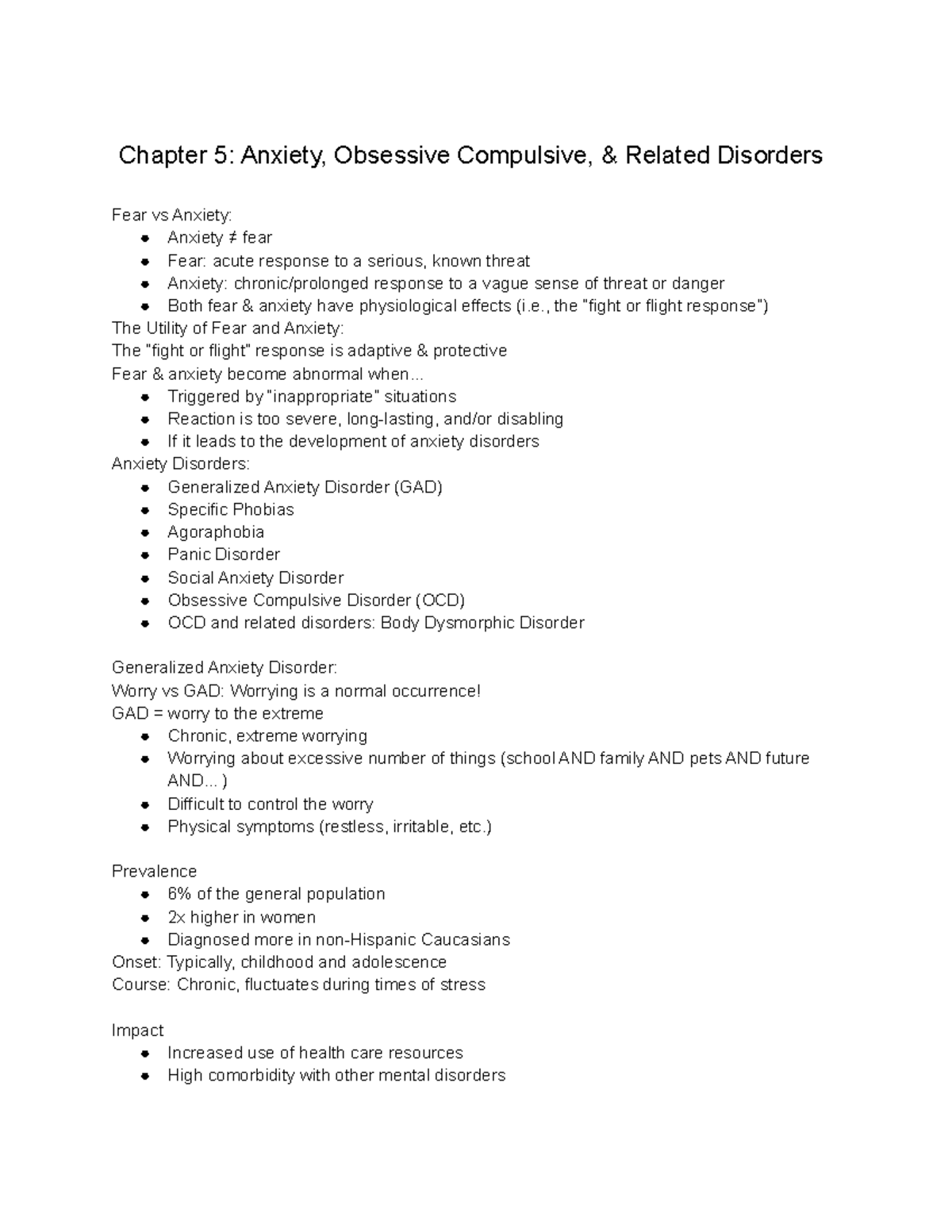 Chp 5 Anxiety, OCD, & Related Disorders - Chapter 5: Anxiety, Obsessive ...