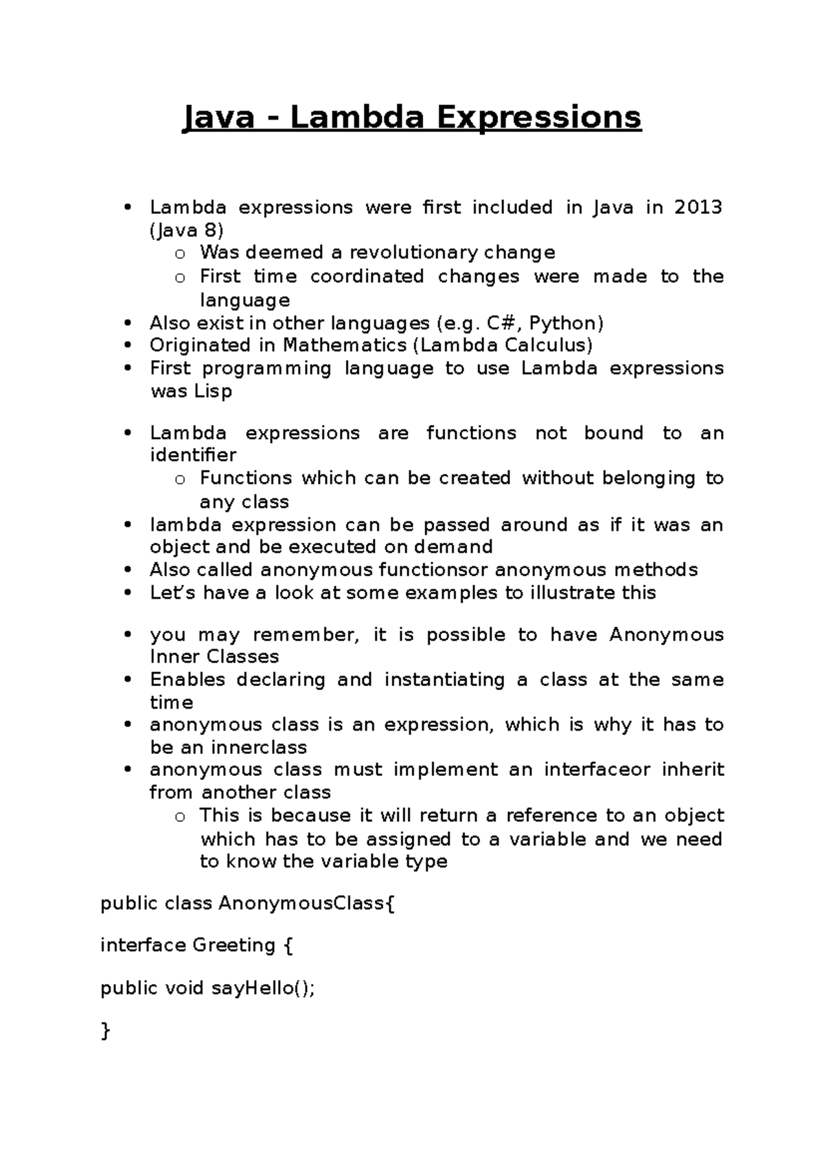 Java - Lambda Expressions - C#, Python) Originated in Mathematics ...