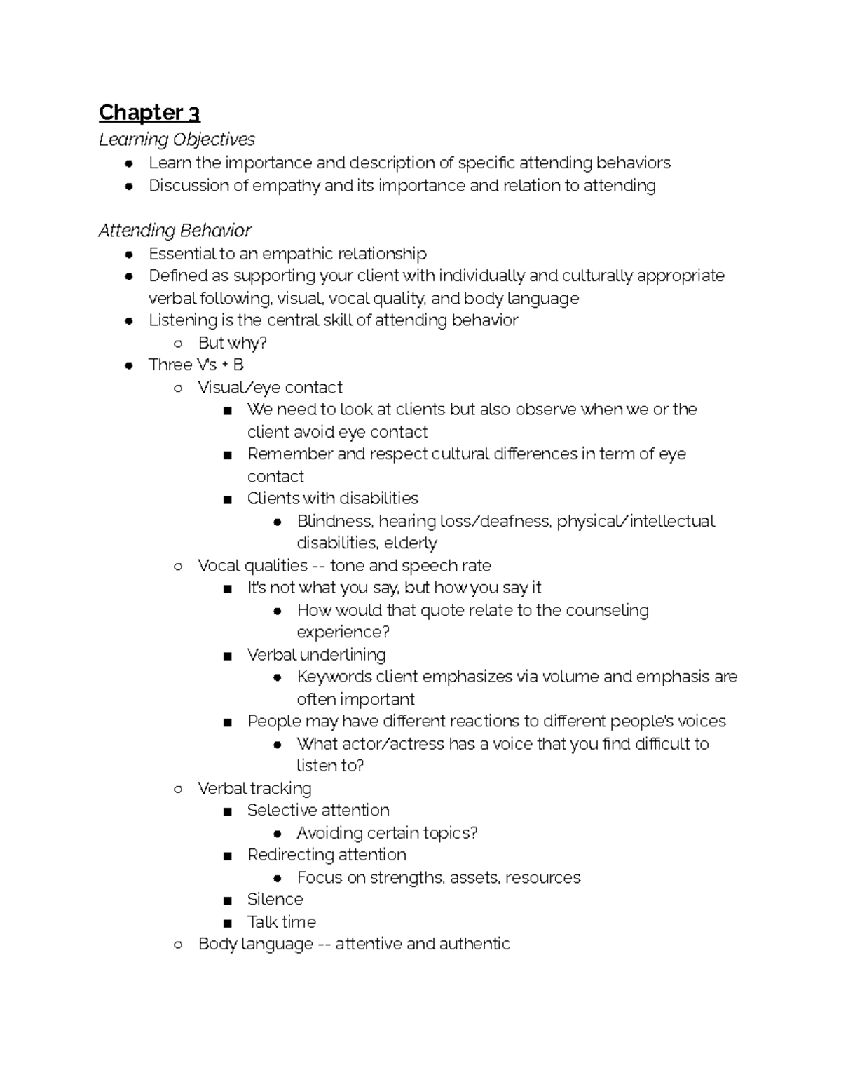 Techniques of Counseling Ch. 3 - Chapter 3 Learning Objectives Learn ...