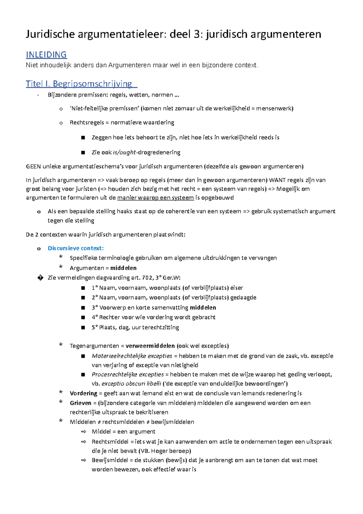 Deel JAL III - docx - Juridische argumentatieleer: deel 3: juridisch ...