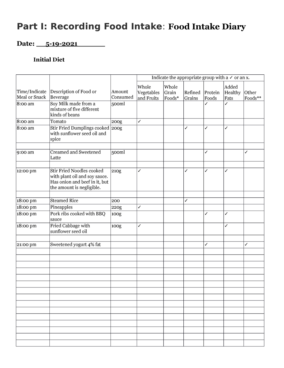 food-intake-diary-required-for-a1-part-i-recording-food-intake