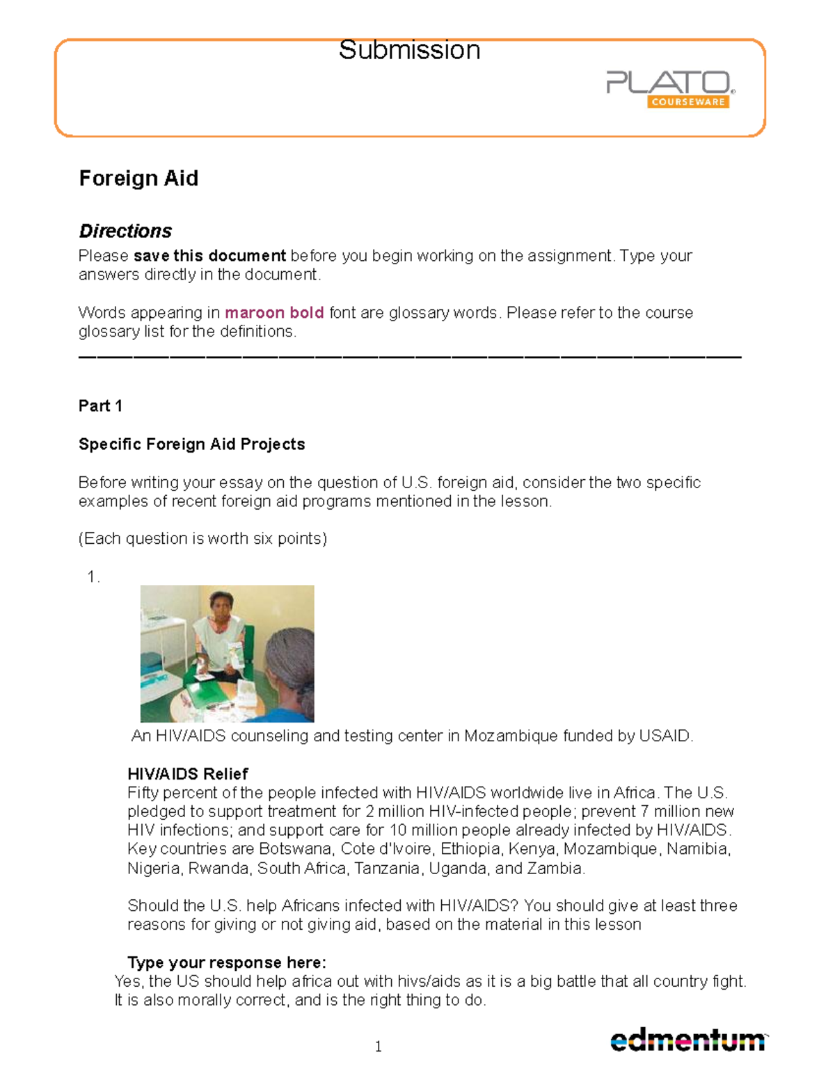 Foreign Aid - essay - Foreign Aid Directions Please save this document ...