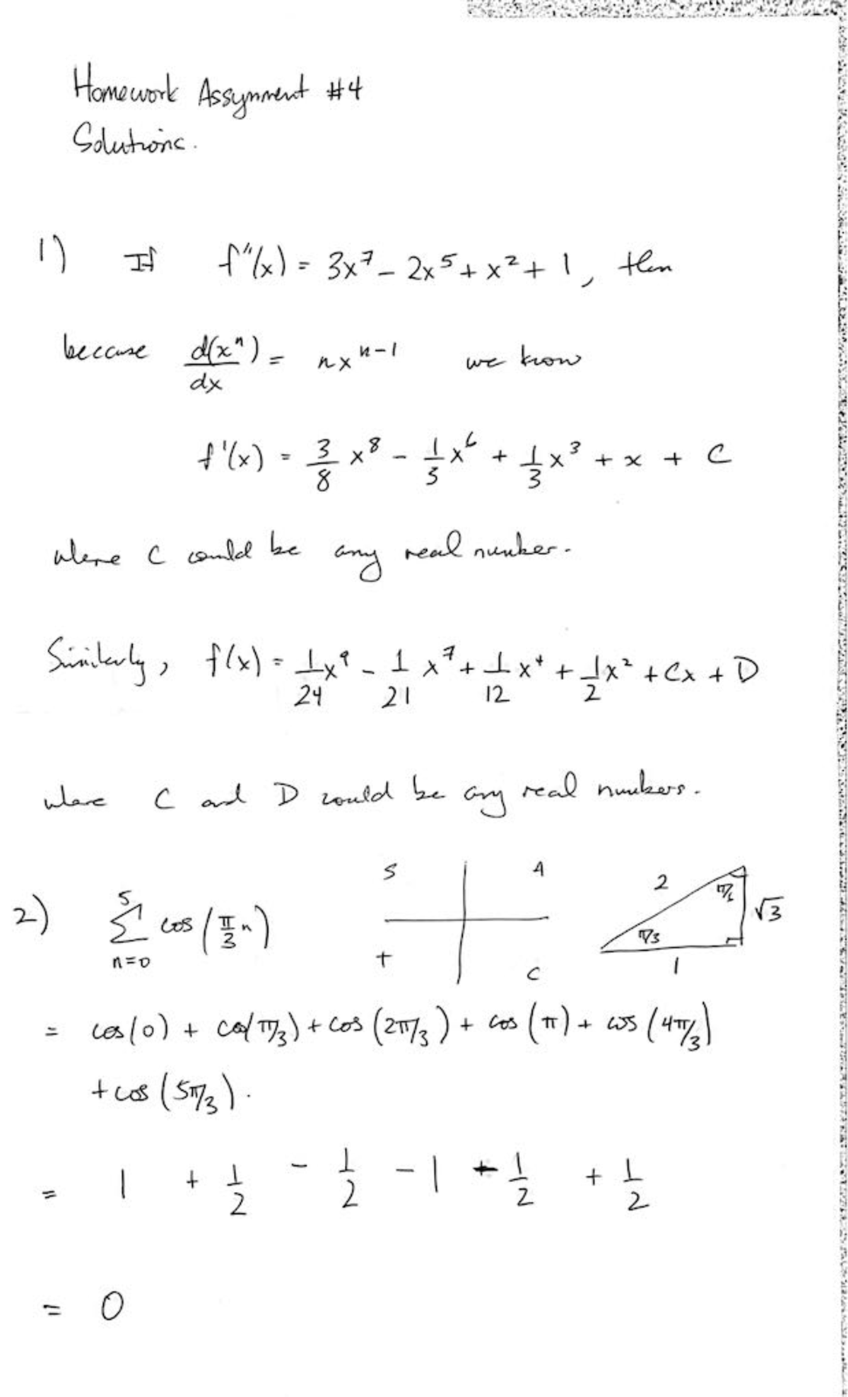 HW4Sols - Assignment 4 Solutions - Calculus 1000A/B - Studocu