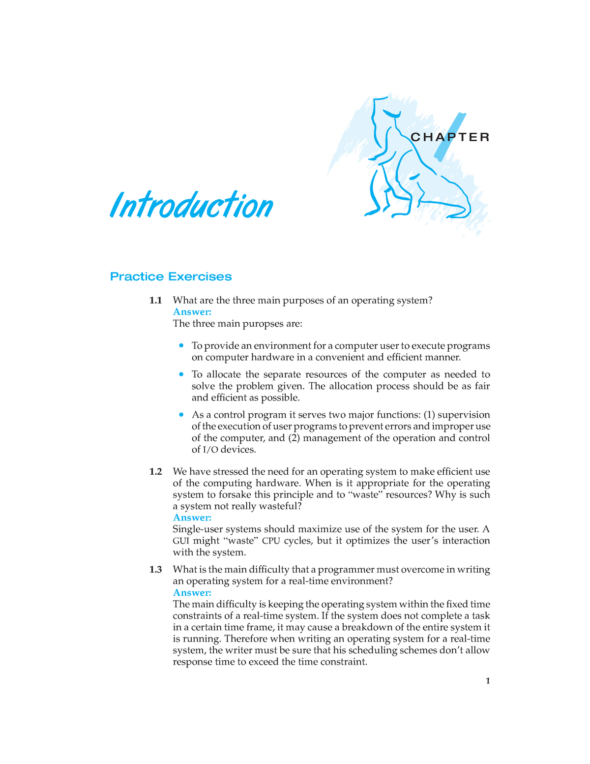 Operating System Concepts Practice Exercices Chapter 1 Solution - 1 ...