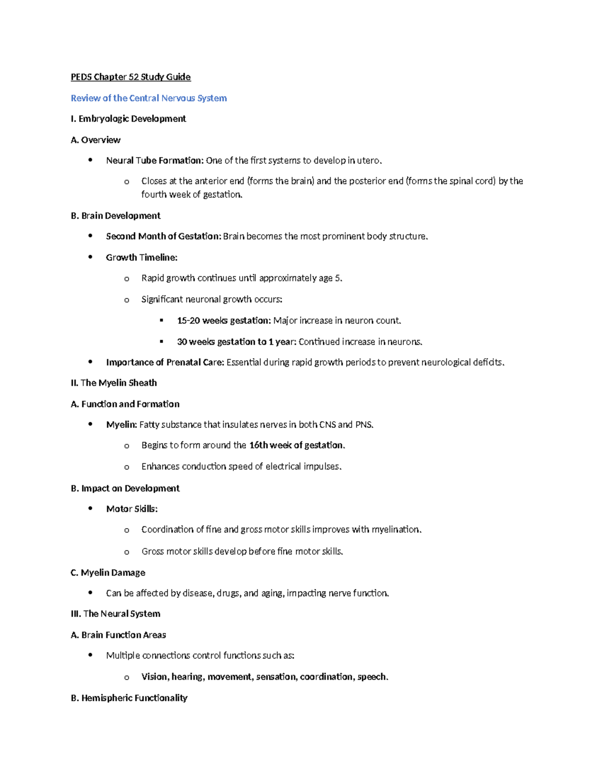 PEDS Chapter 52 Study Guide - PEDS Chapter 52 Study Guide Review of the ...