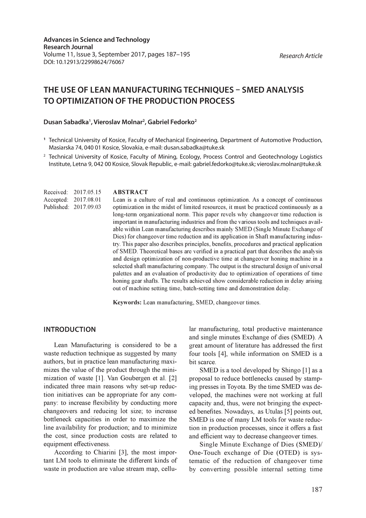 research papers on lean manufacturing