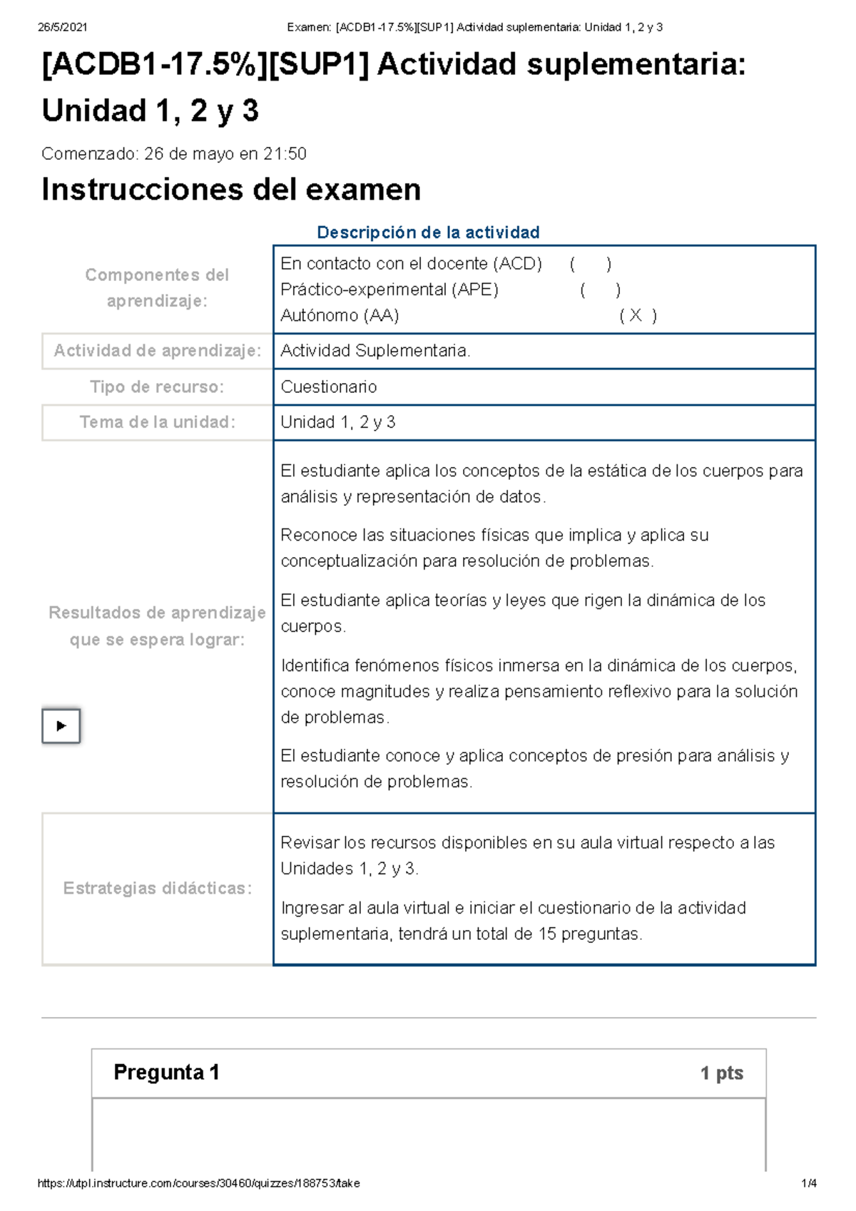 Examen [ACDB 1-17.5%][SUP 1] Actividad Suplementaria Unidad 1, 2 Y 3 ...