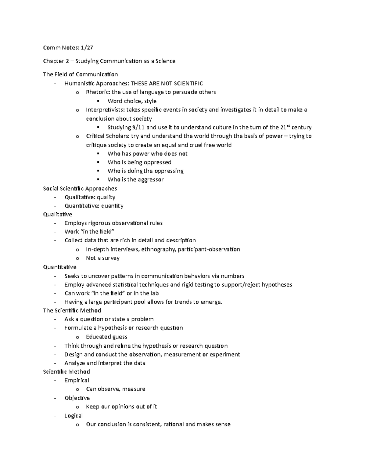 Chapter 2-Studying Communication as a Science - Comm Notes: 1/ Chapter ...