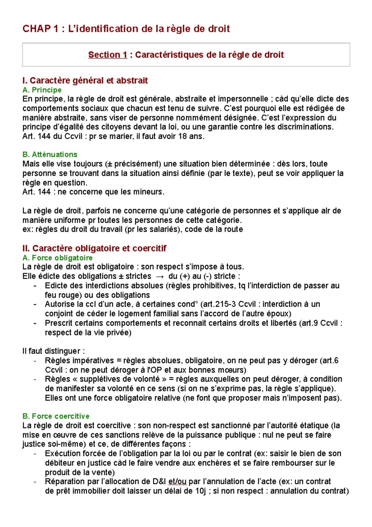 Partie Droit Objectif - CHAP 1 : L’identification de la règle de droit ...