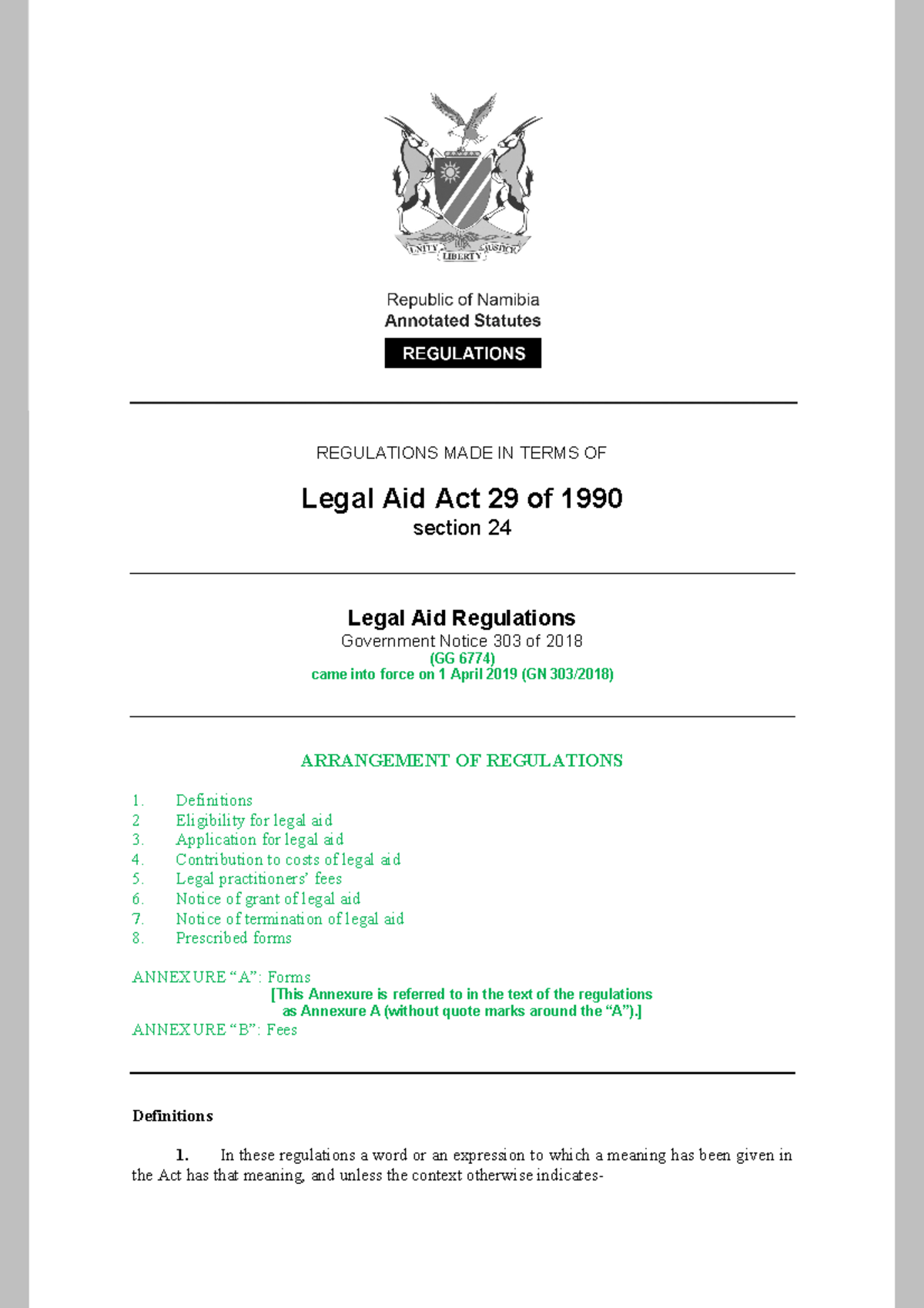 Legal Aid Act 29 of 1990 - Regulations - REGULATIONS Legal Aid Act 29 ...