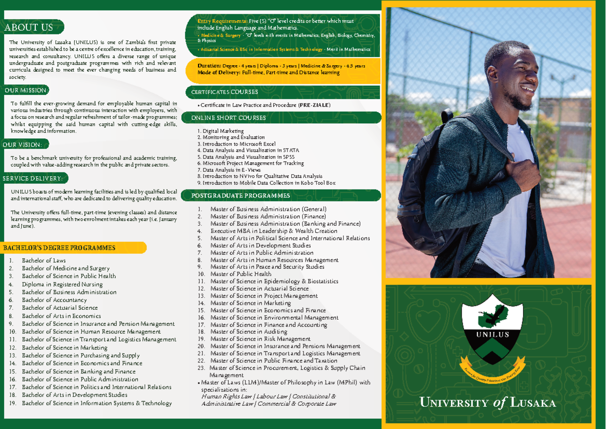 Entry Requirements Programmes Iist - University of Lusaka The