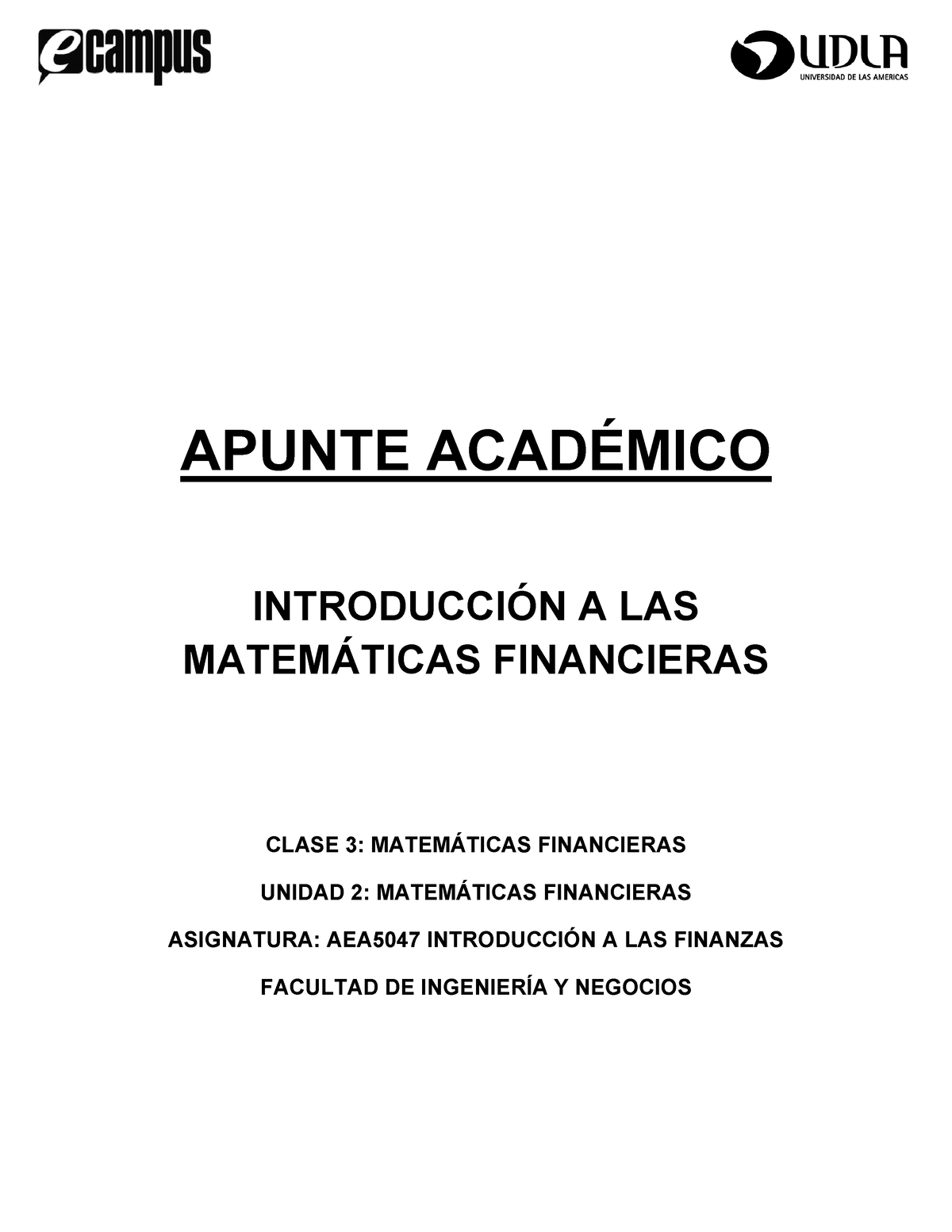 Clase 3 Matemática Financiera - APUNTE ACADÉMICO INTRODUCCIÓN A LAS ...