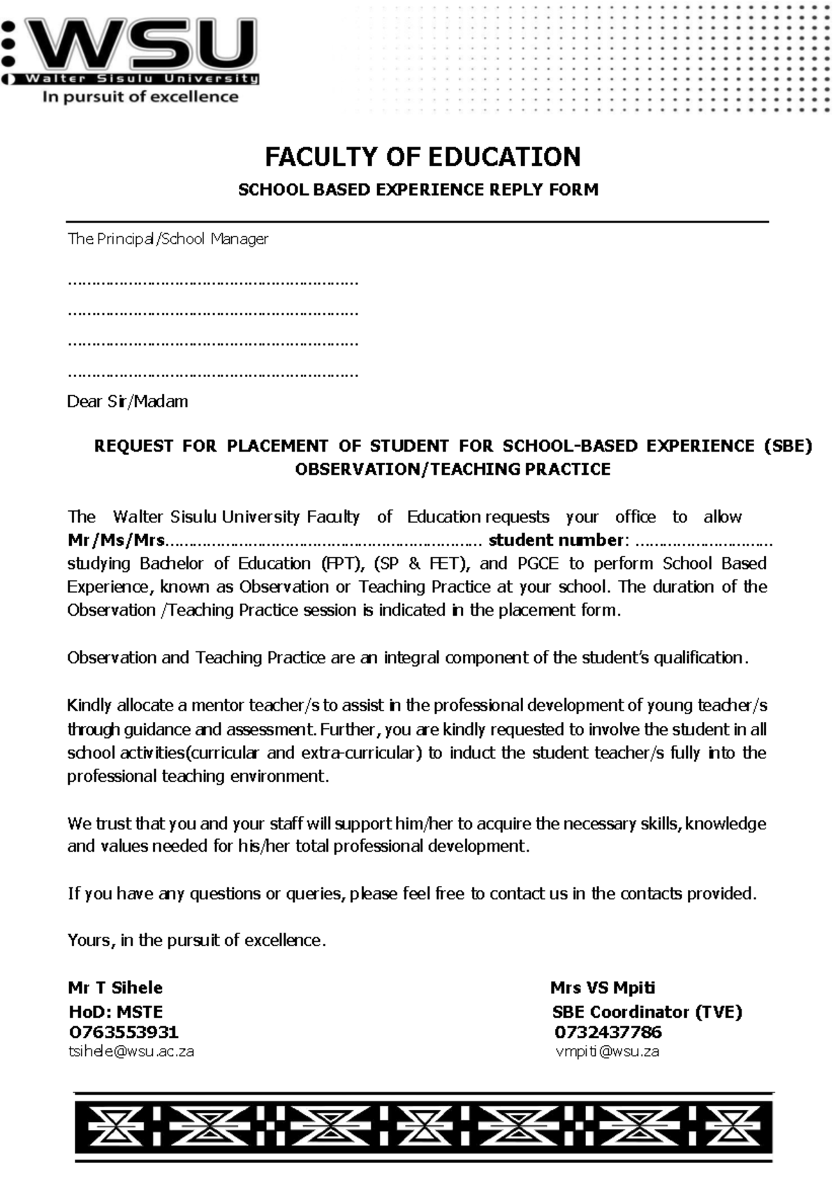 Silindile - For my studies - FACULTY OF EDUCATION SCHOOL BASED ...