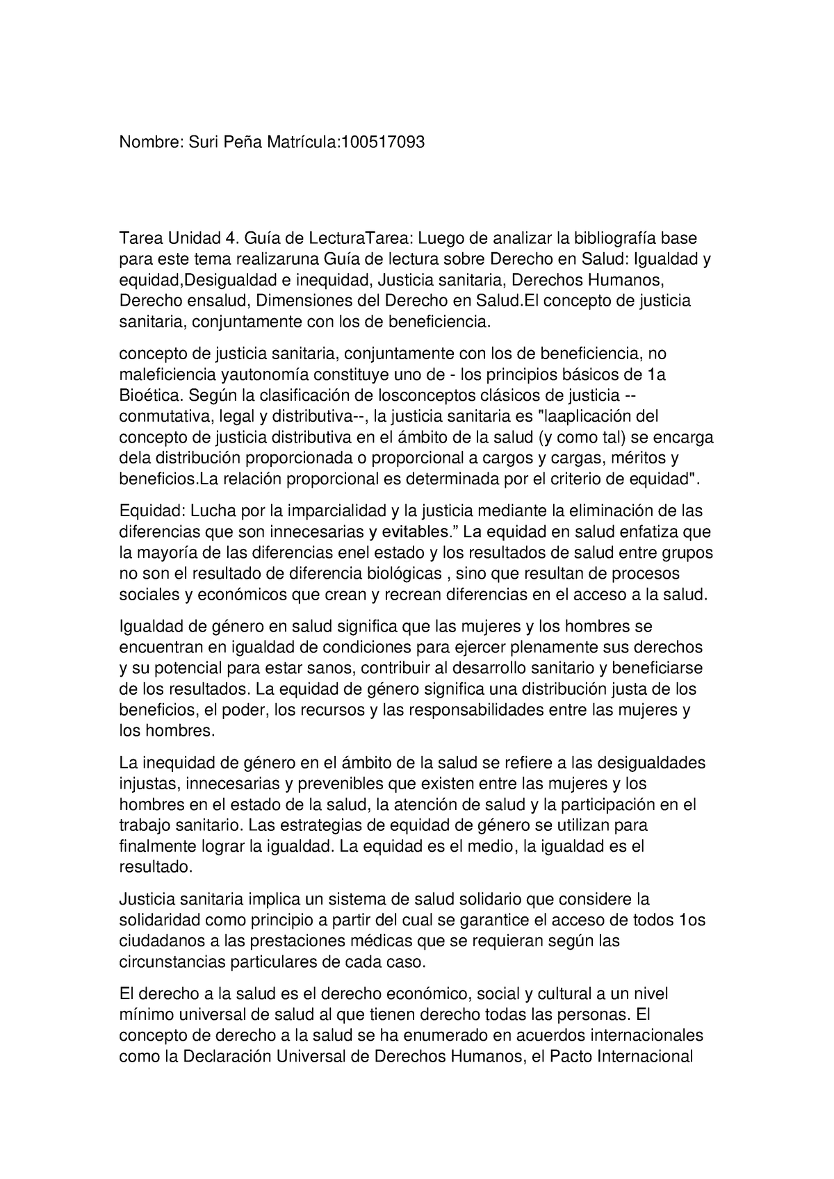 Documento (1) (14) - Hola - Nombre: Suri Peña Matrícula: Tarea Unidad 4 ...