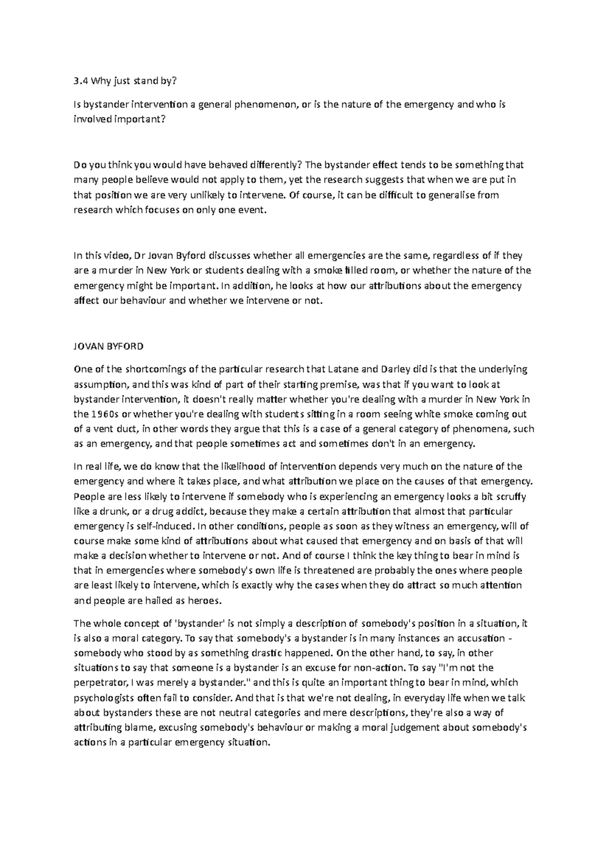 Why just stand by and conclusion 3 Why just stand by? Is bystander