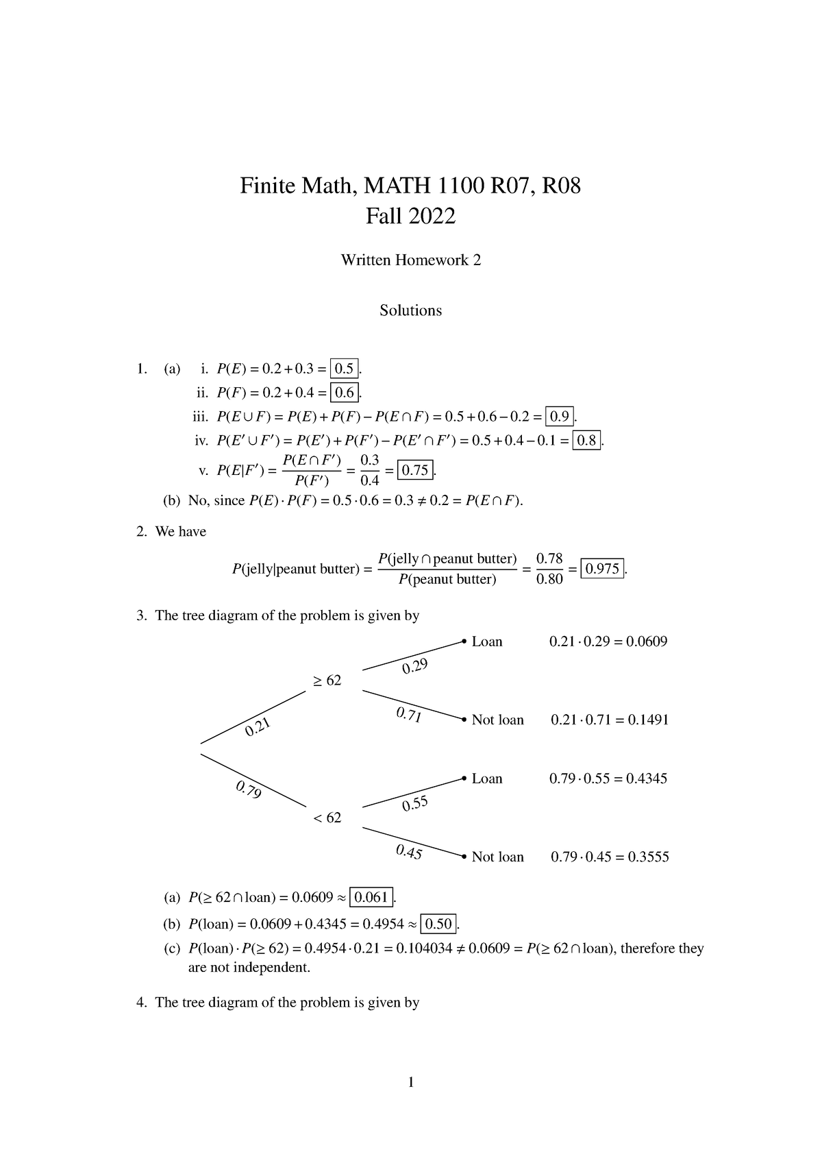 finite math answers to homework