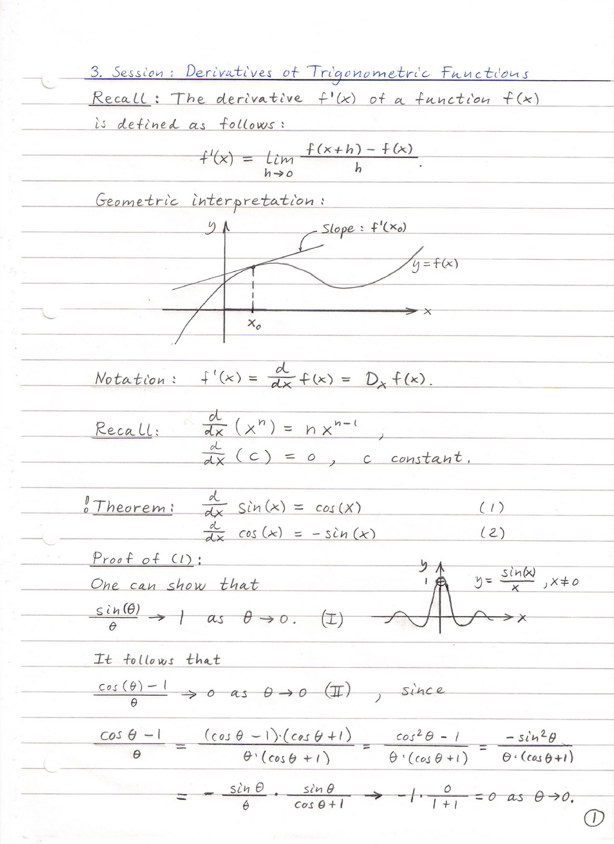 Session 3: Derivatives of Trigonometric Functions - Mathematics for ...