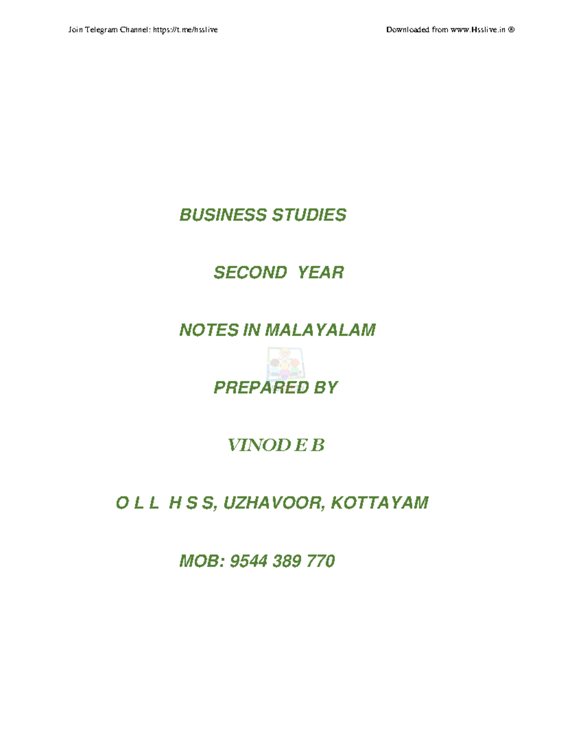 Hsslive xii bs mal vinod - BUSINESS STUDIES SECOND YEAR NOTES IN ...