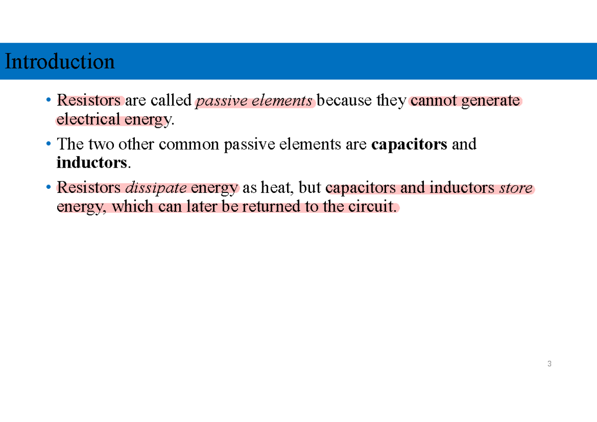 W07 - Lectures notes - Engg2450 - Introduction • Resistors are called ...