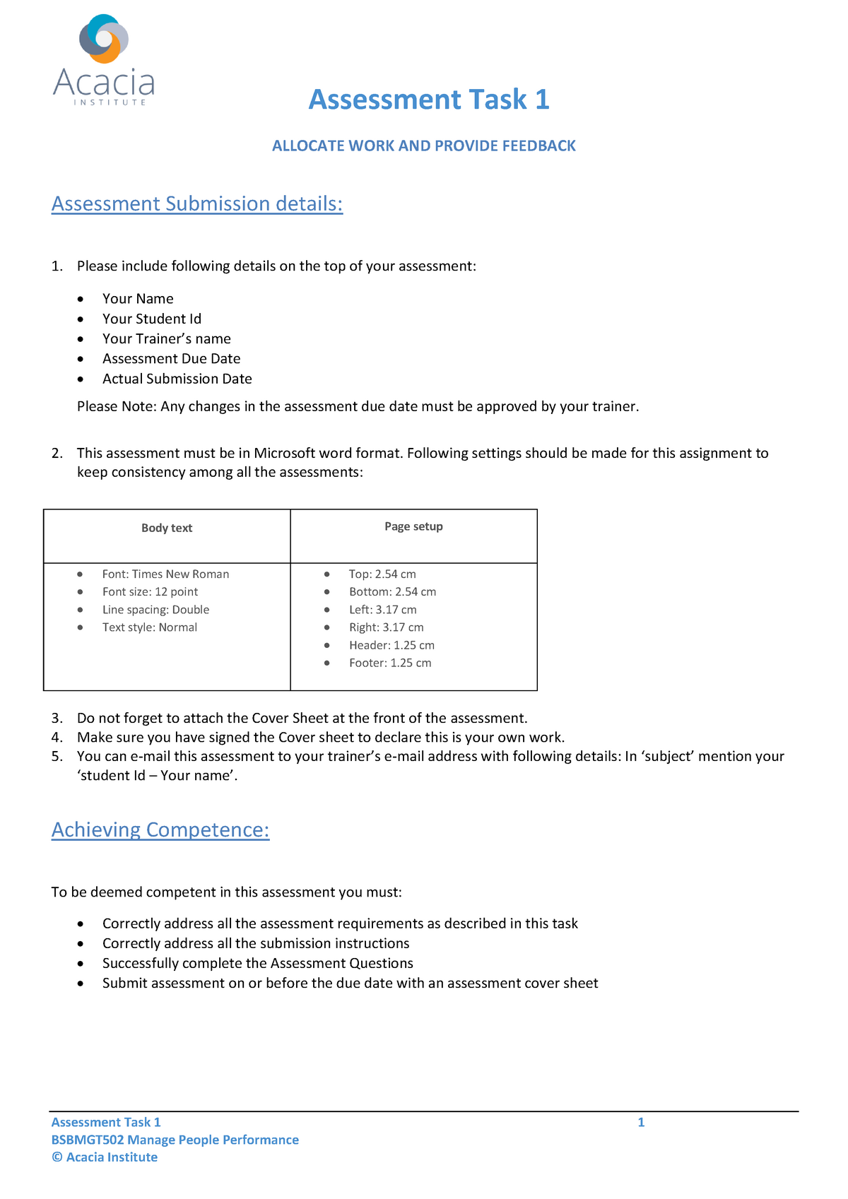 manage operational plan assessment answers